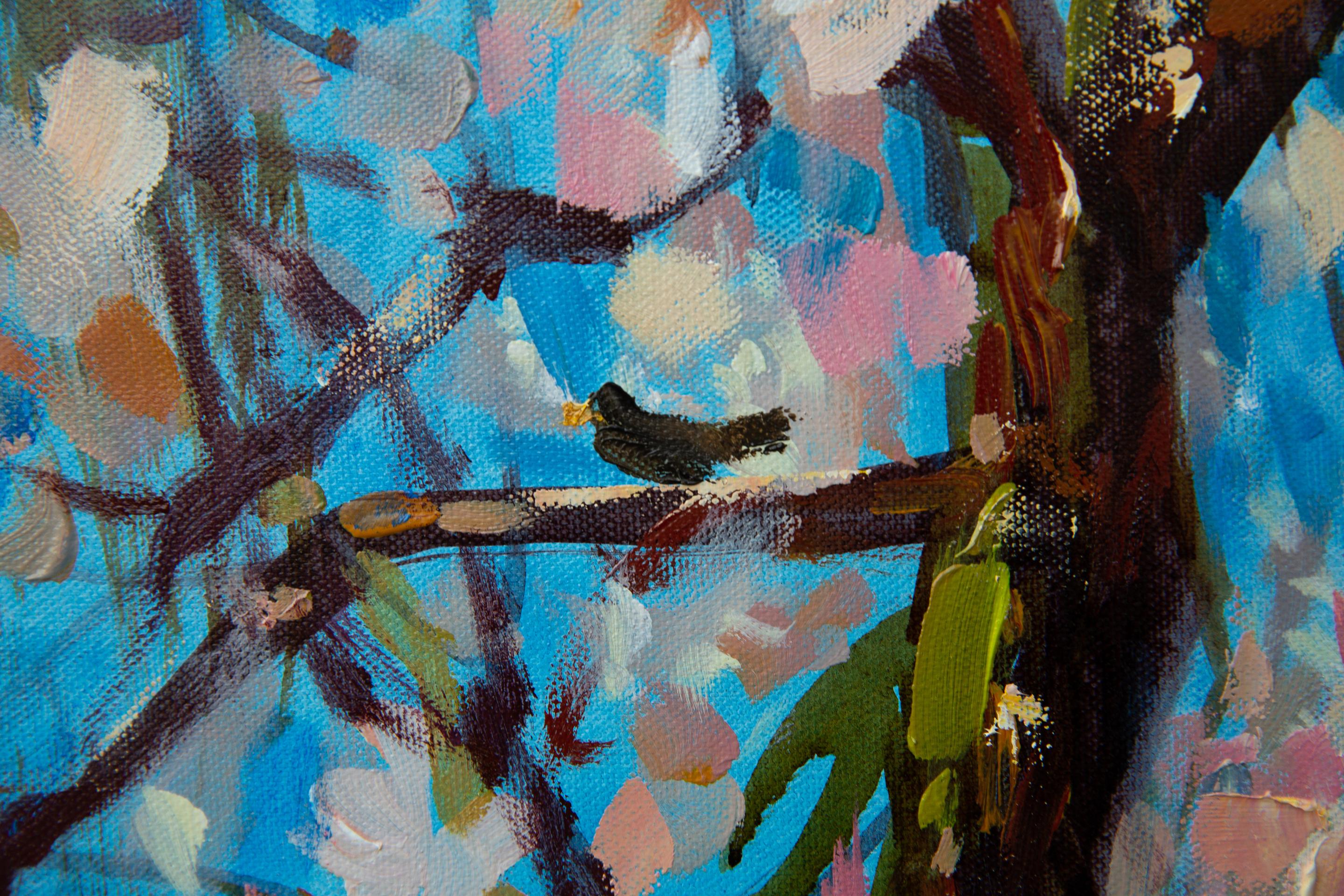 Magnolia Blossom. Impressionism, flowers, large, horizontal, acrylic For Sale 6