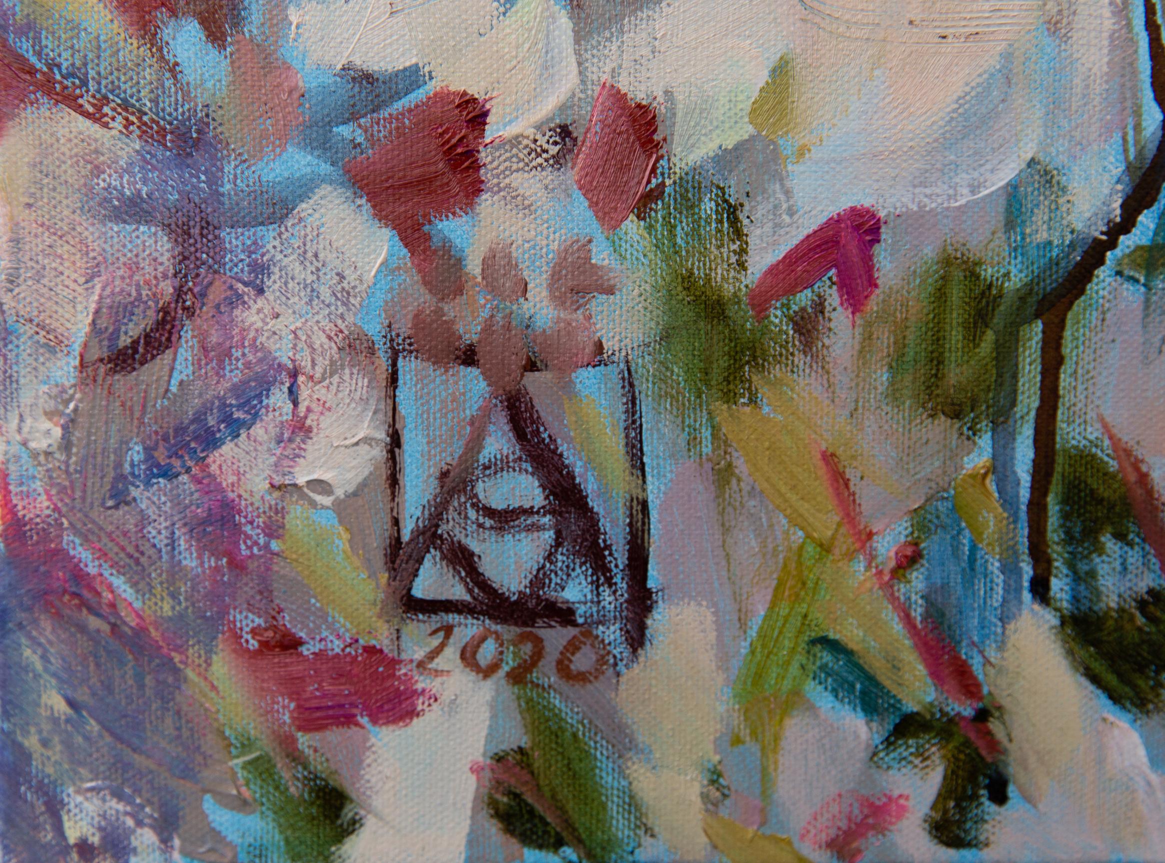 Magnolia Blossom. Impressionism, flowers, large, horizontal, acrylic For Sale 1