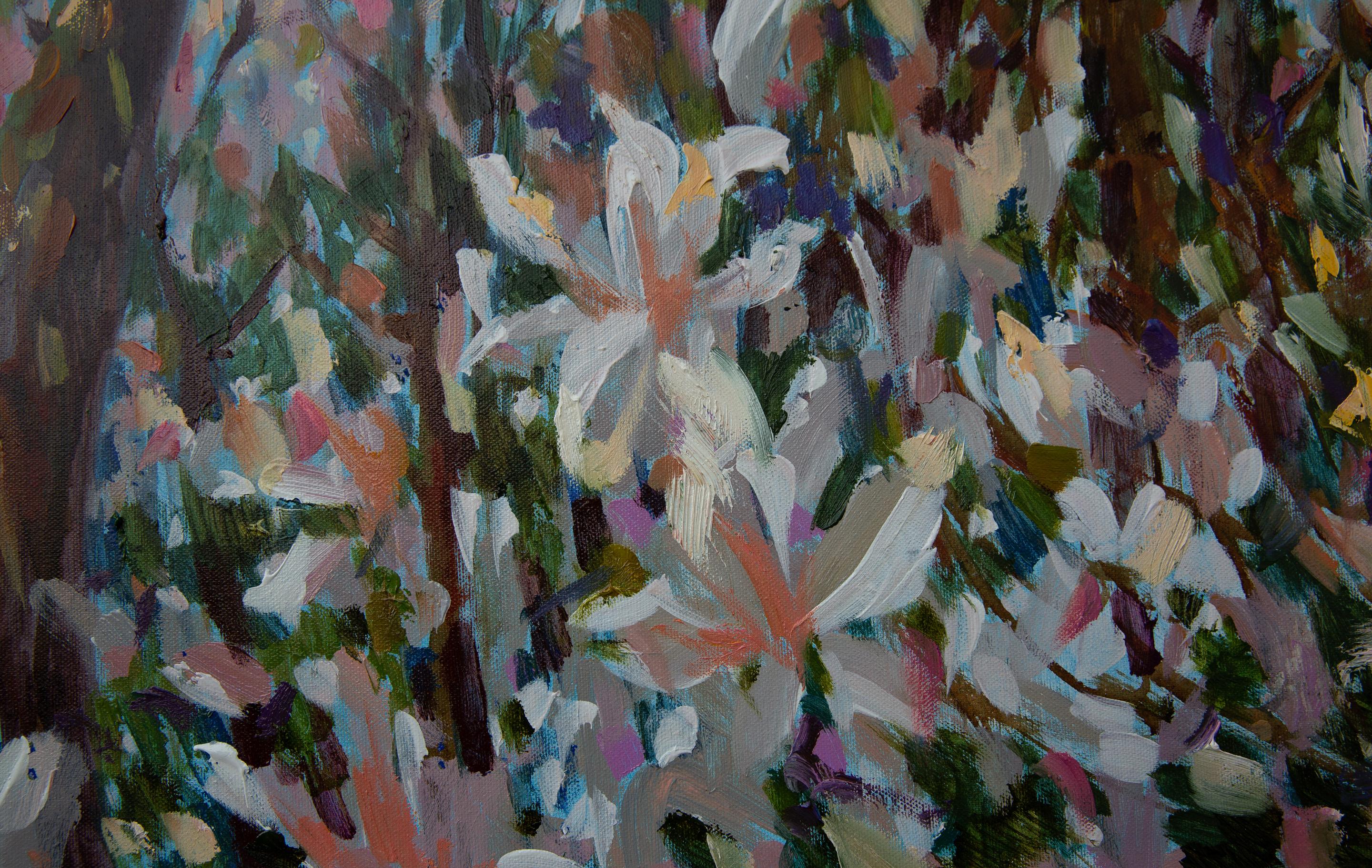 Flor de Magnolia. Impresionismo, flores, grande, horizontal, acrílico en venta 3