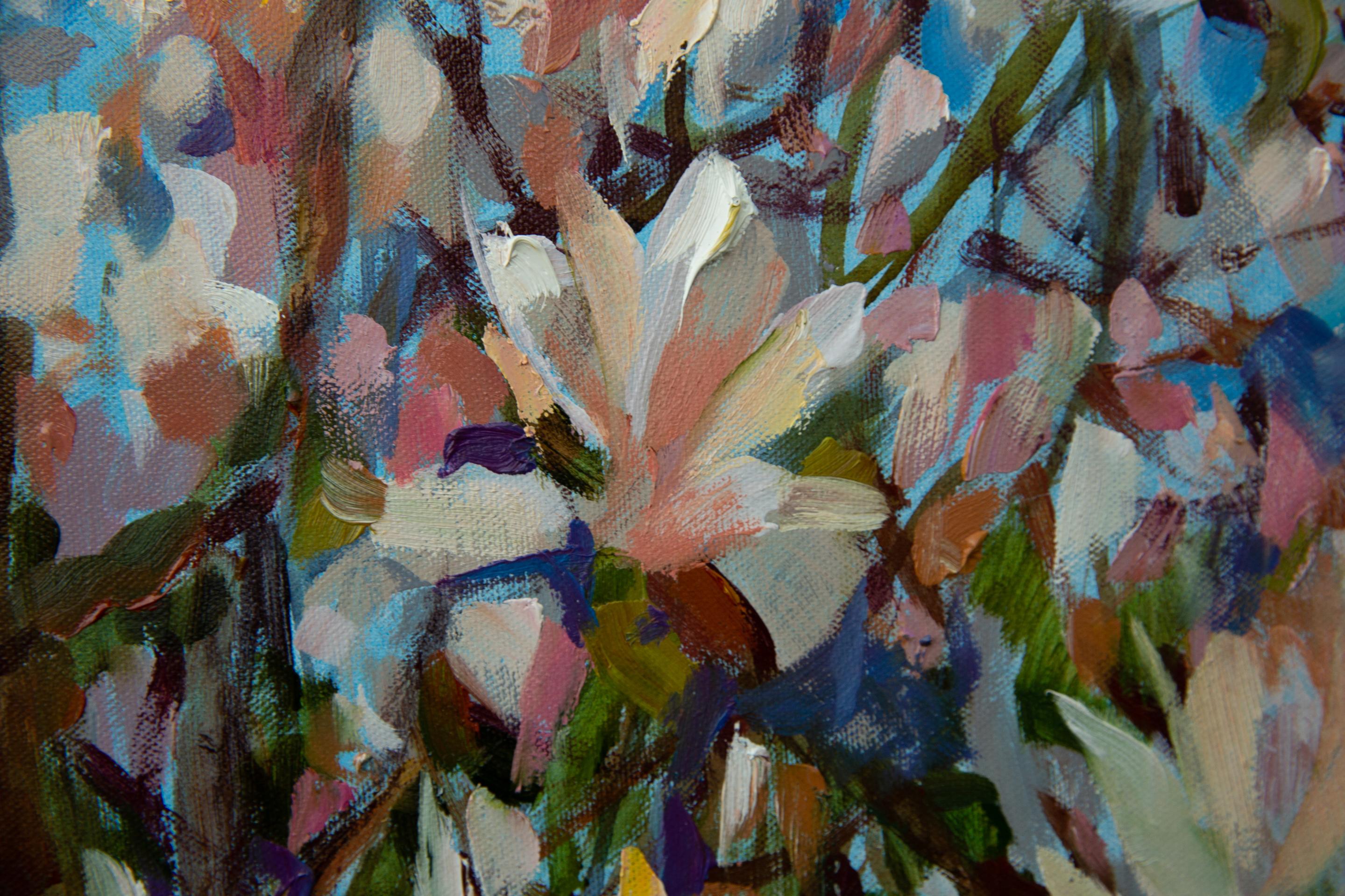 Flor de Magnolia. Impresionismo, flores, grande, horizontal, acrílico en venta 4