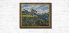 Margelkopf in April. Oil landscape Painting, Impressionism, Swiss, mountains