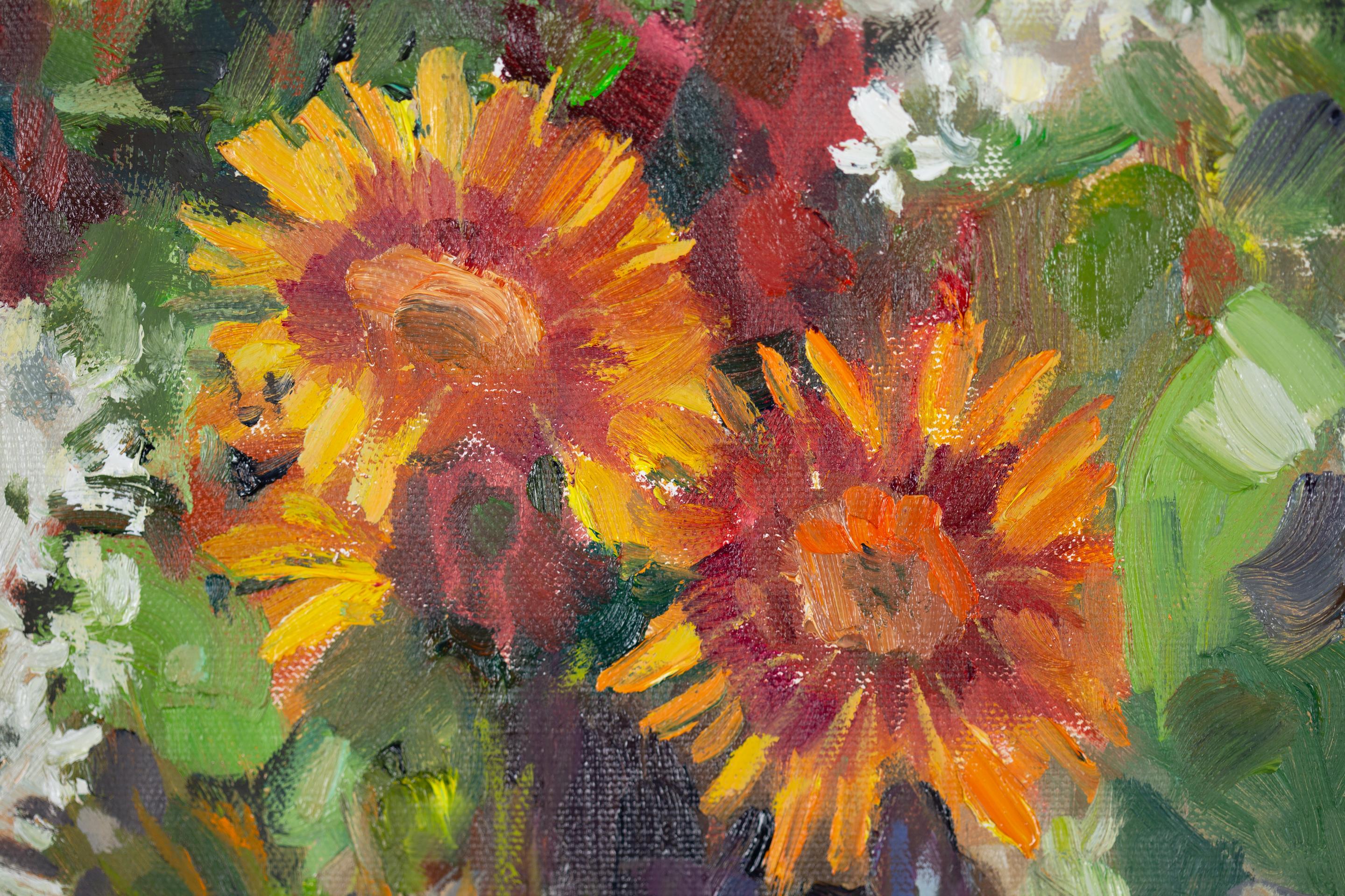 Memories Of Summer. Horizontal oil painting, still life, flowers, shell, hat For Sale 6