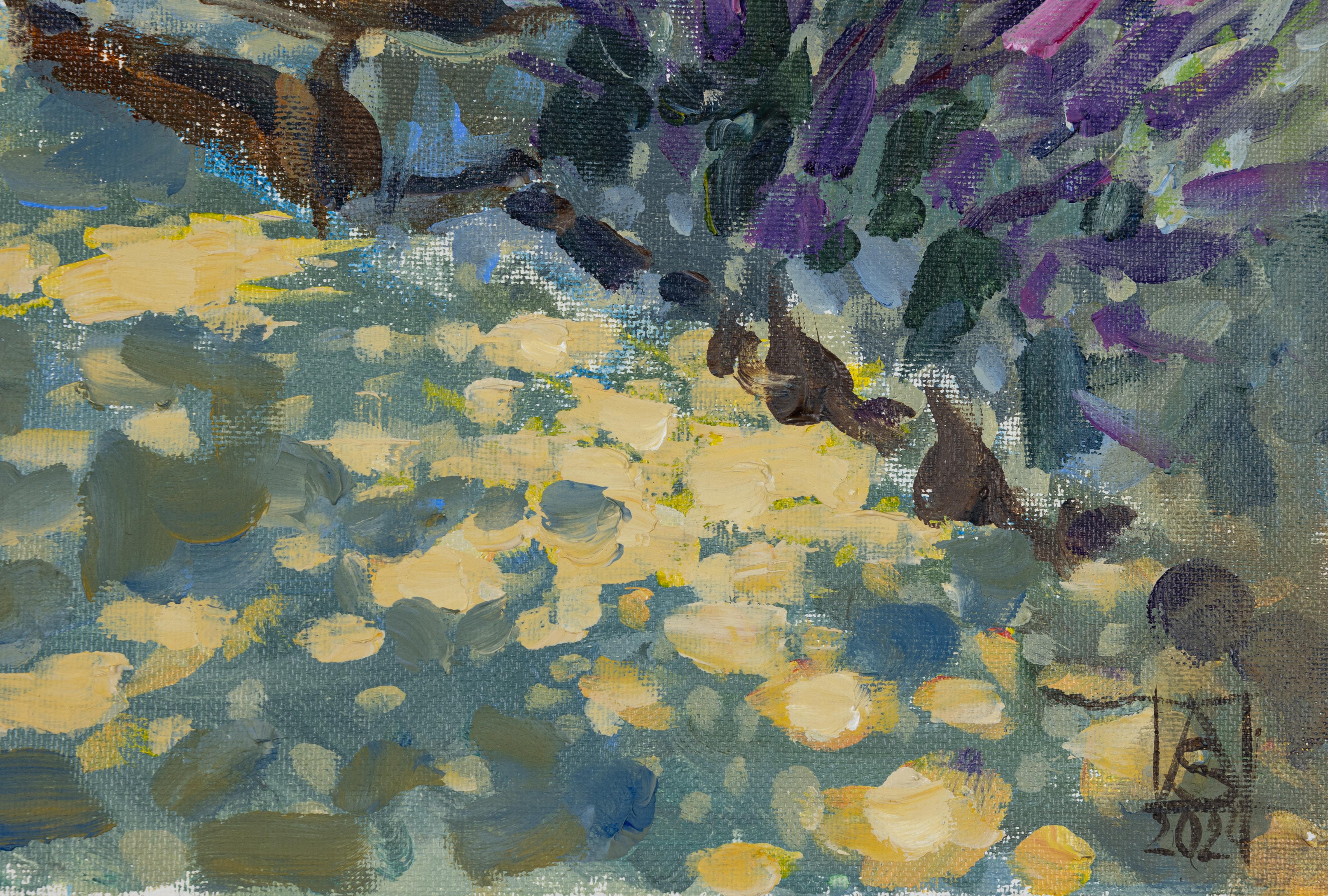 Mission San Juan Capistrano - Gray Landscape Painting by Anna Shesterikova
