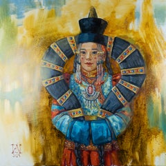 Mongolian Beauty. Holiday. Portrait of a girl. National costume. Beauty. Modern