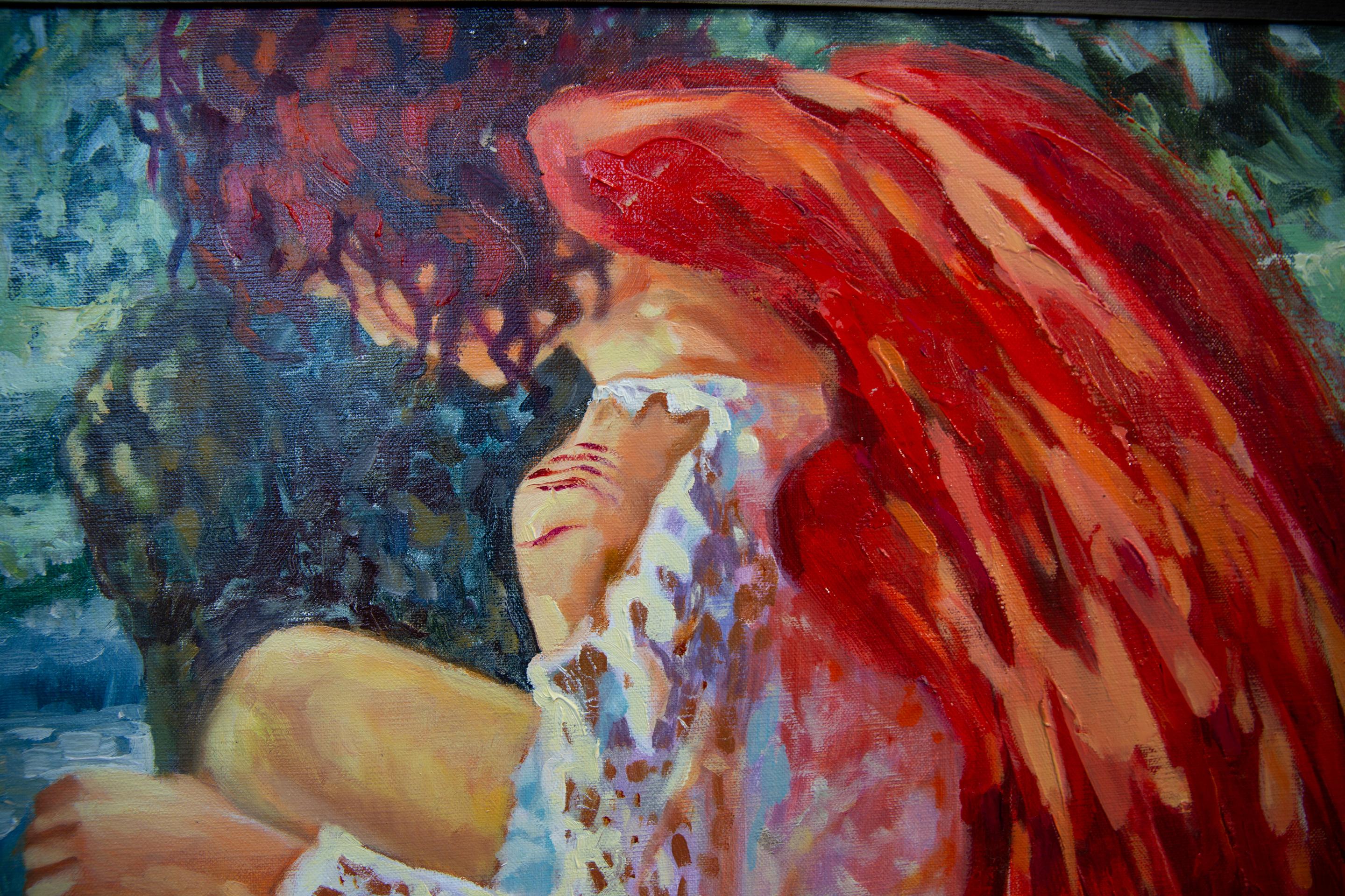 Devi tornare sulla Terra domani. Pittura ad olio, grande formato, figurativa, angeli in vendita 8
