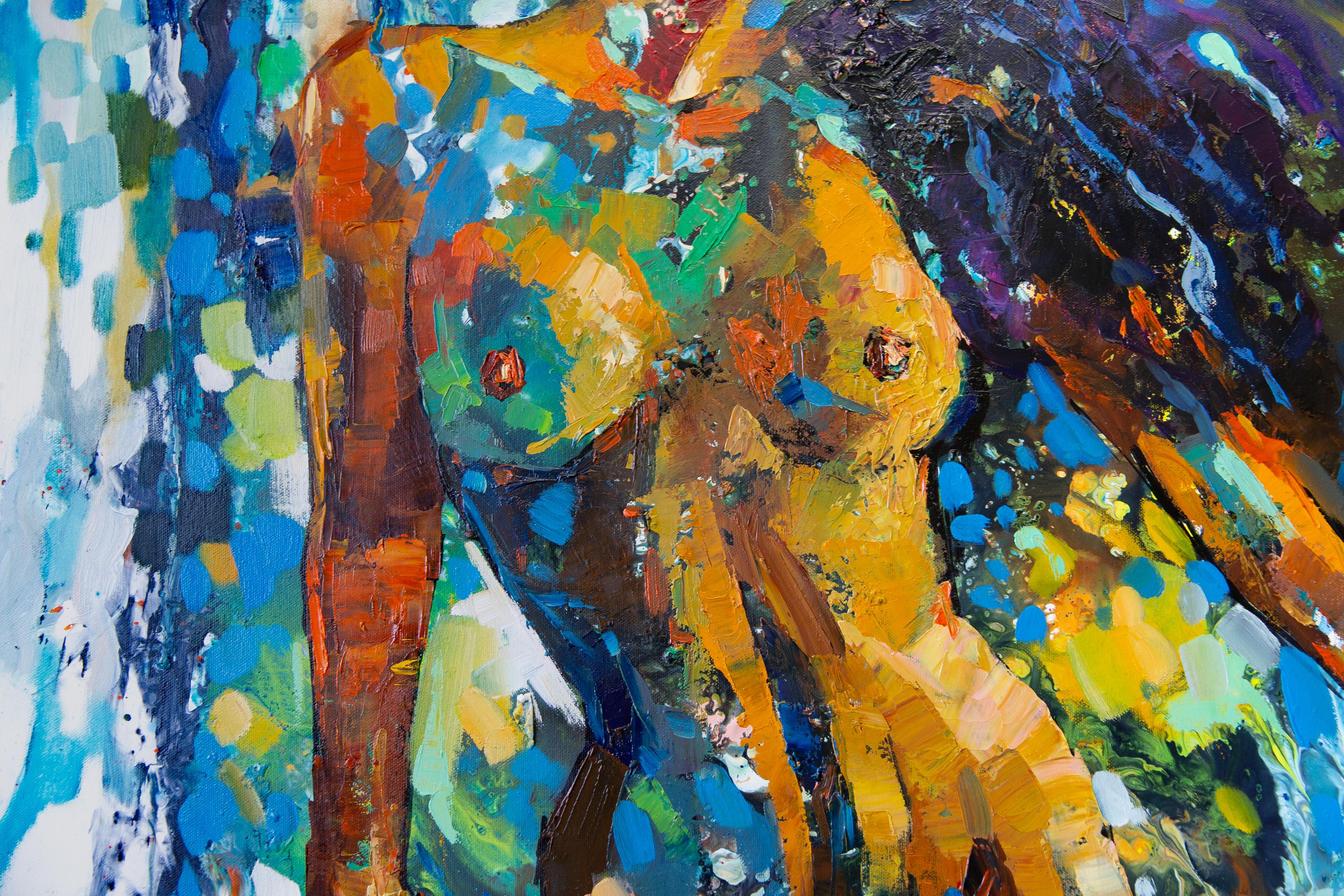 Nus. Vertical, figuratif, femme, semi-abstraite, vibrante en vente 2
