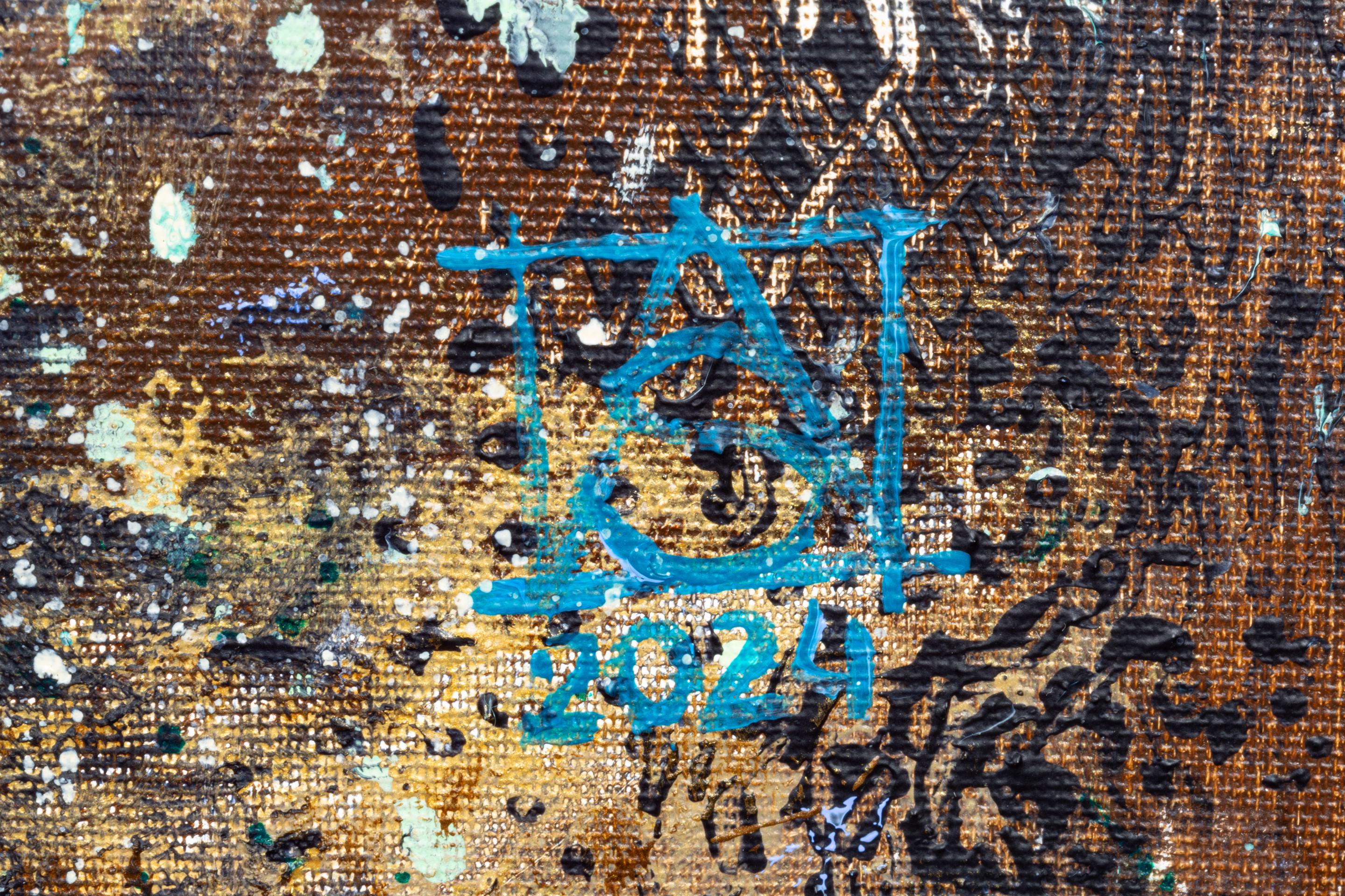 Observing the Observers. Blue, square, acrylic, large, Interior painting. For Sale 9