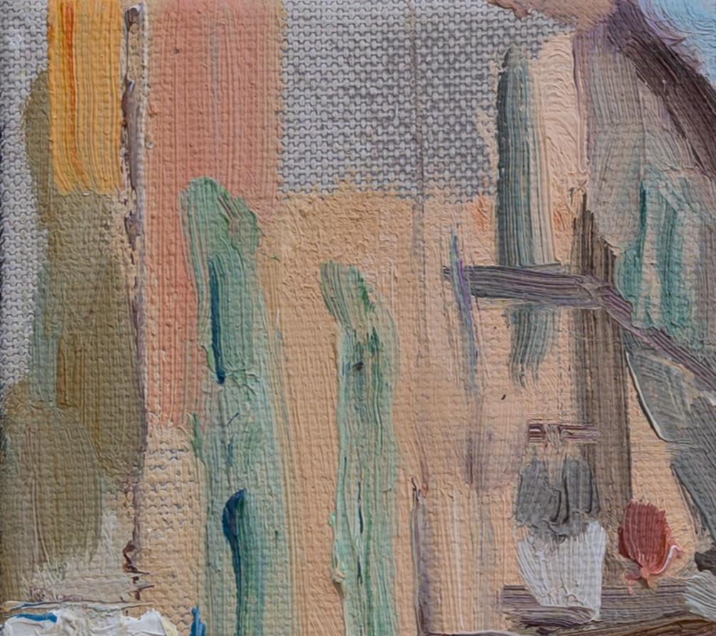 Old France. Vertical, landscape, town, oil painting, impressionism For Sale 5