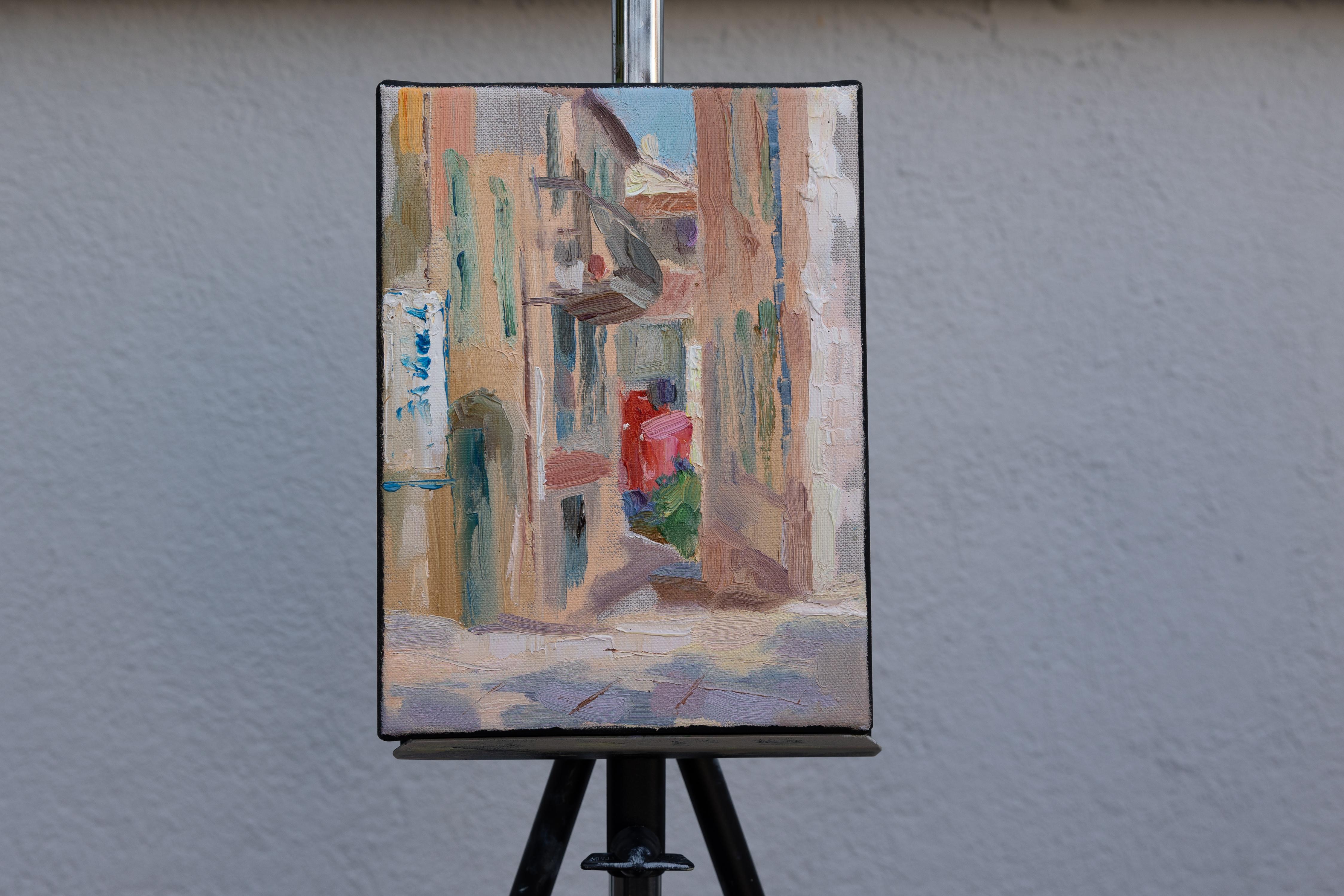 Old France. Vertical, landscape, town, oil painting, impressionism For Sale 6