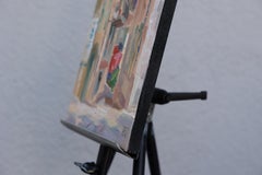 Old France. Vertical, landscape, town, oil painting, impressionism