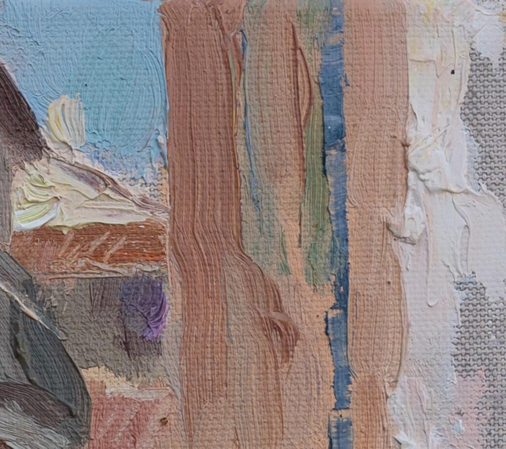 Old France. Vertical, landscape, town, oil painting, impressionism For Sale 2