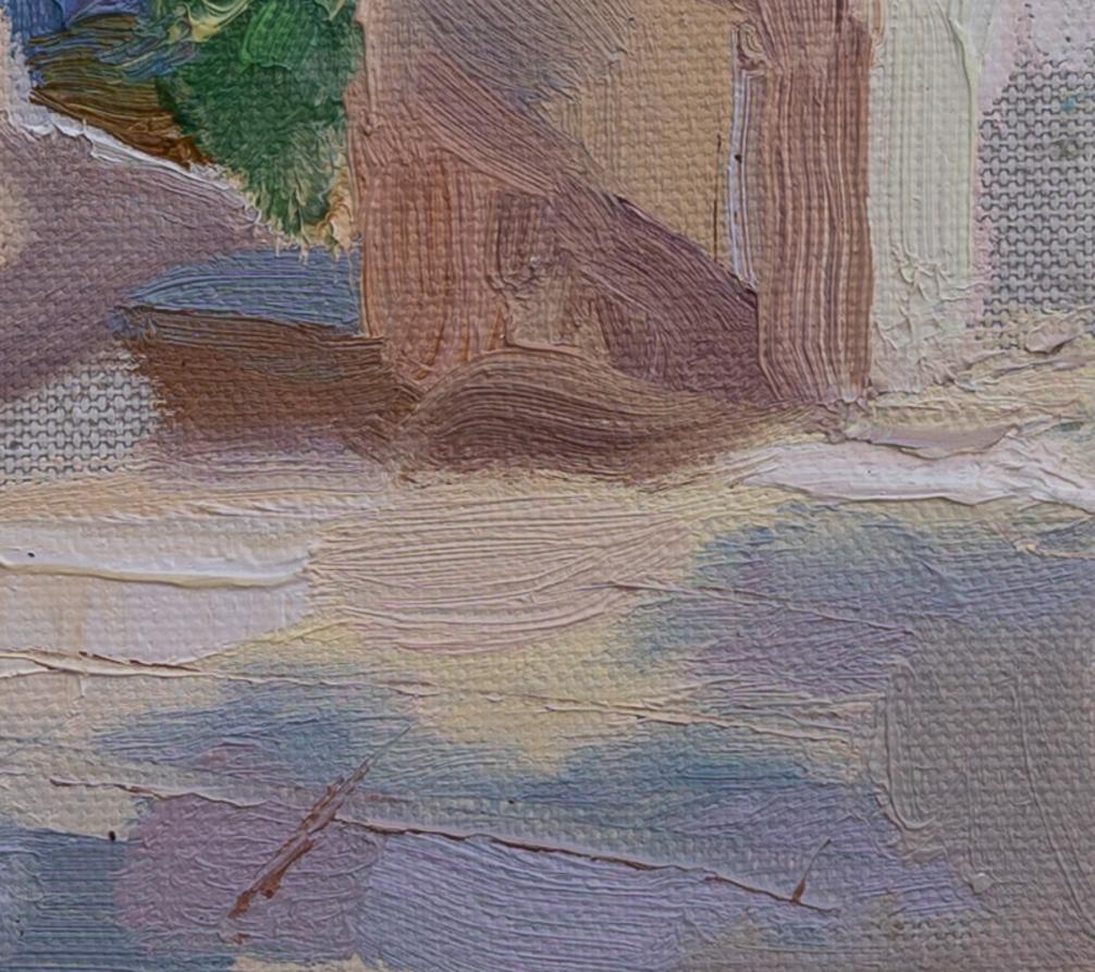 Old France. Vertical, landscape, town, oil painting, impressionism For Sale 4