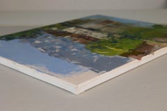 Old Town. Landscape Paintings, mountains, houses. Impressionism, vertical, Swiss