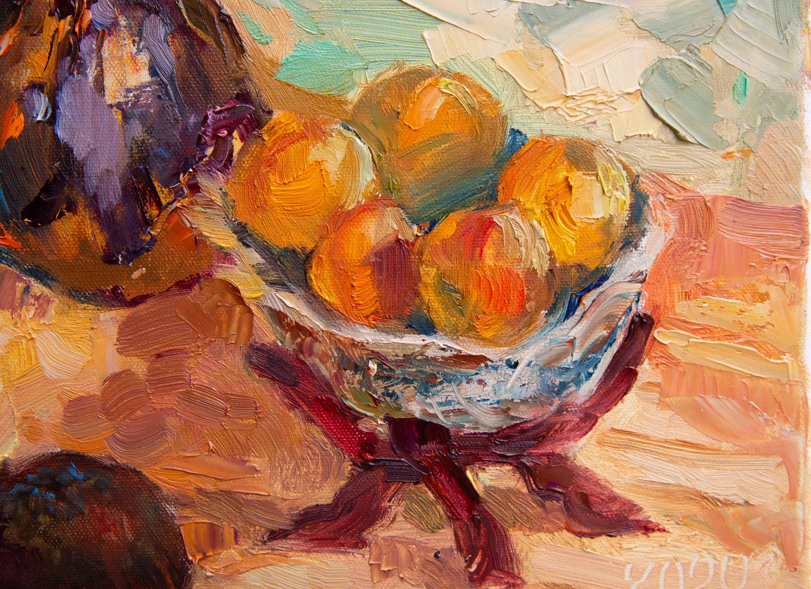 Stato d'animo arancione. Natura morta con fiori, verticale, pronta da appendere, artSgallery in vendita 3