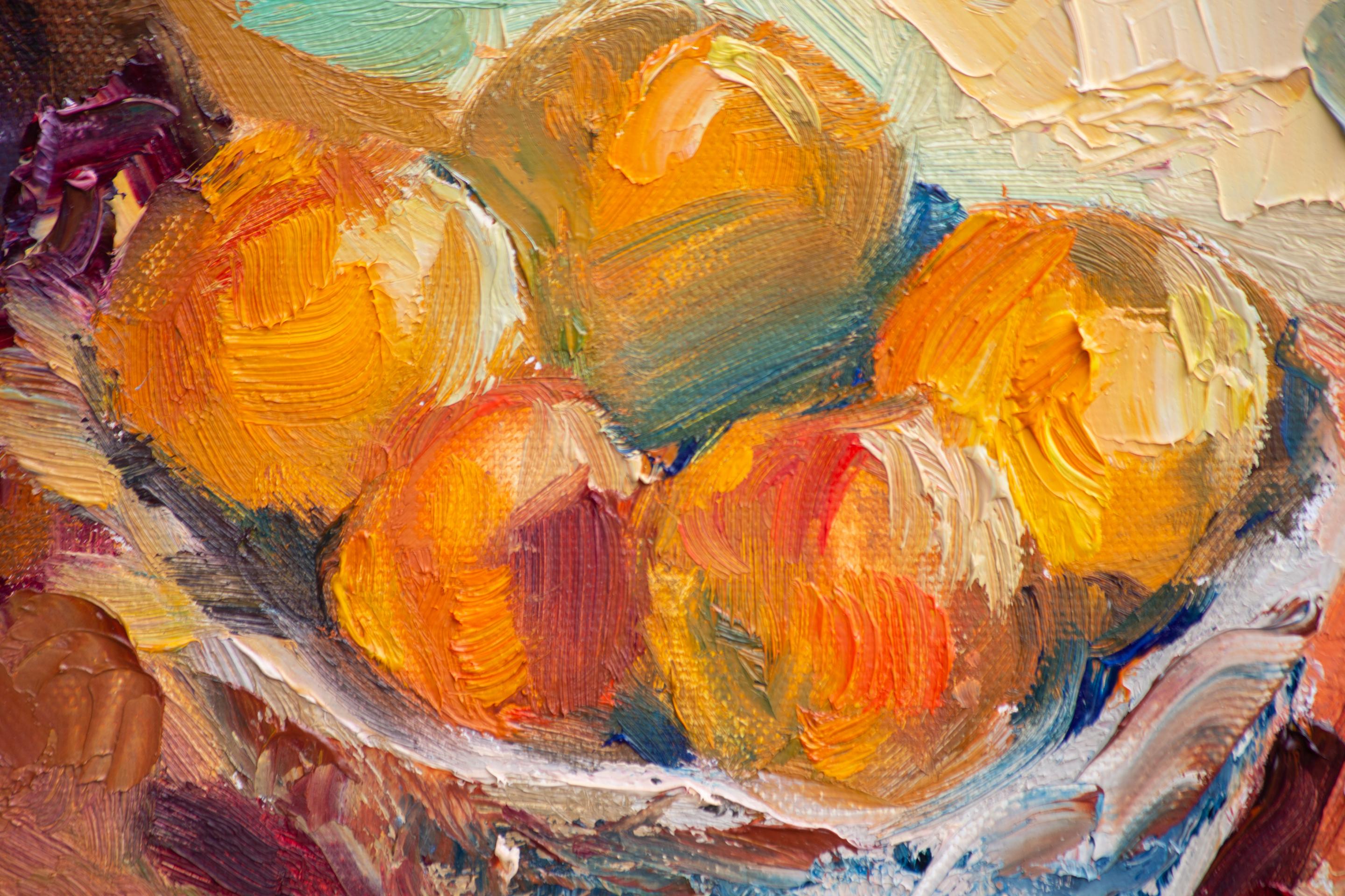 Orange mood. Still life with flowers, vertical, ready to hang, impressionistic For Sale 8