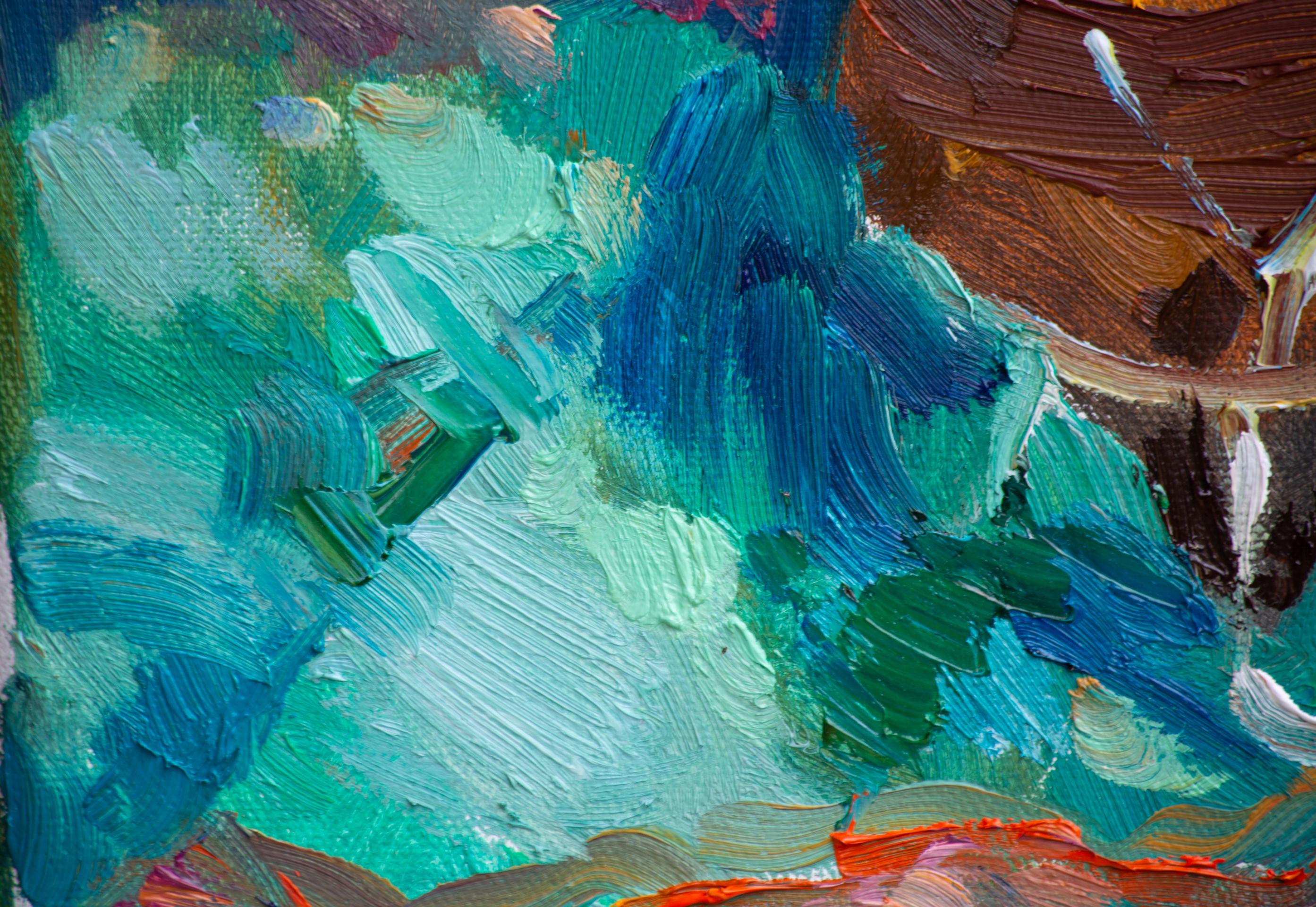 Orange mood. Still life with flowers, vertical, ready to hang, impressionistic For Sale 10