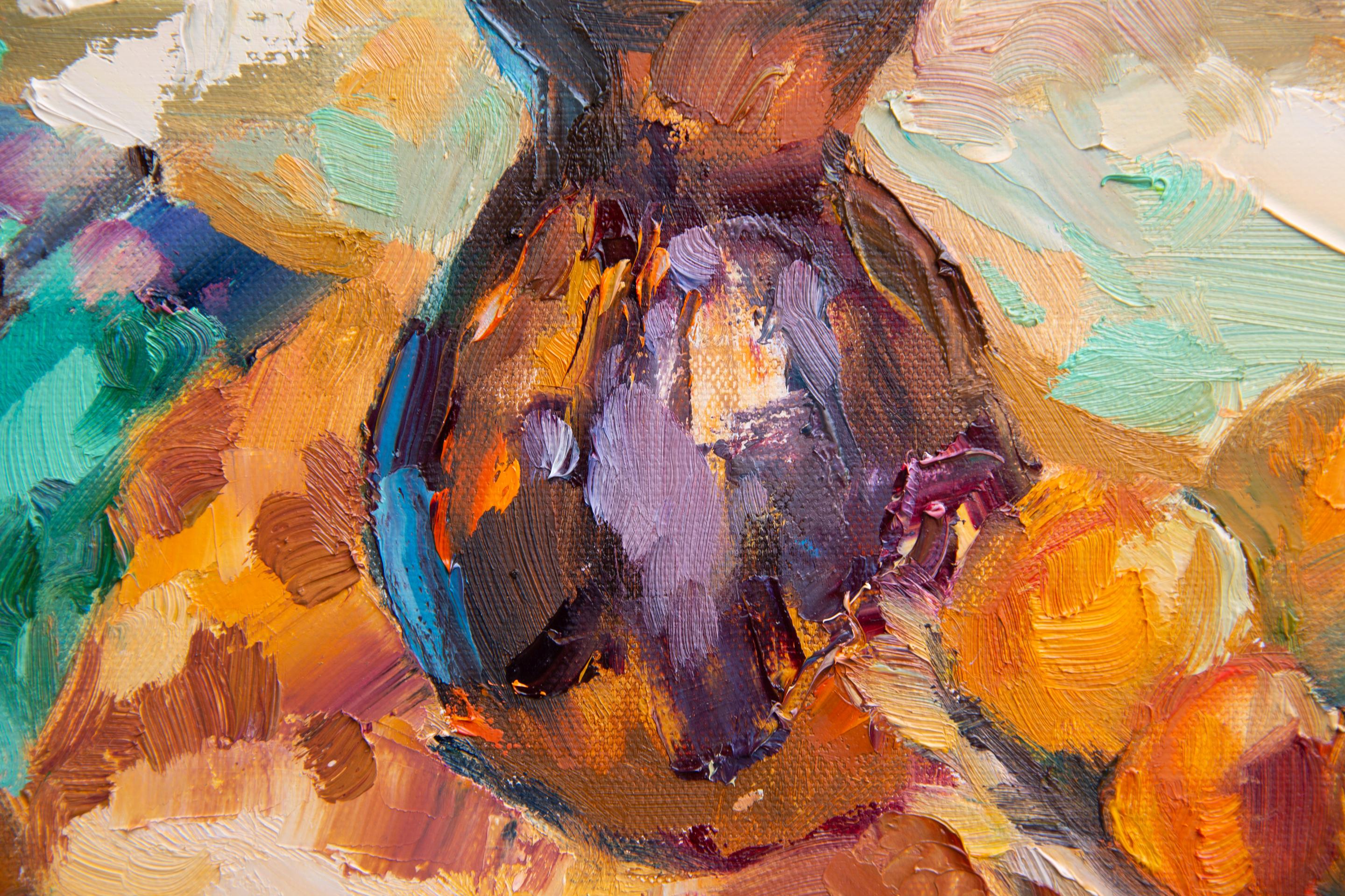 Orange mood. Still life with flowers, vertical, ready to hang, impressionistic For Sale 5