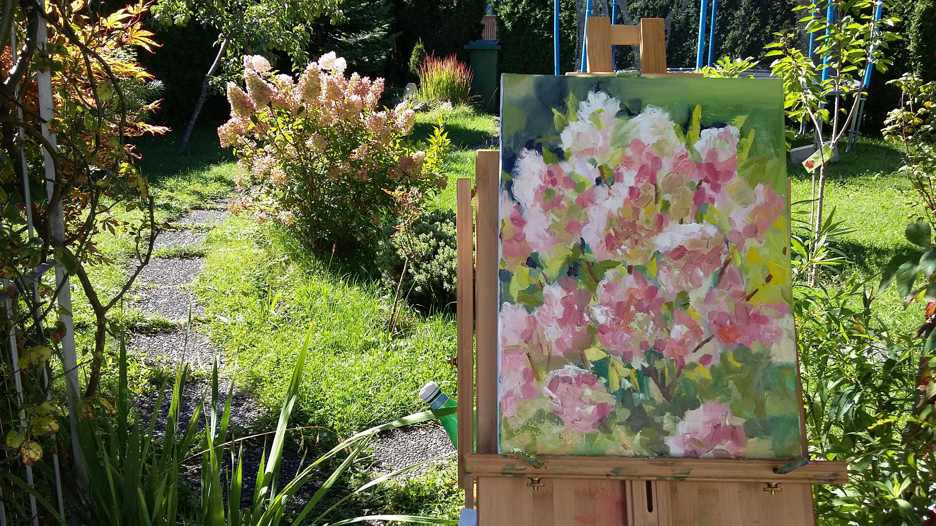 Ortensia paniculata. Post-impressionismo, pittura a olio, verticale, Nature, floreale in vendita 11
