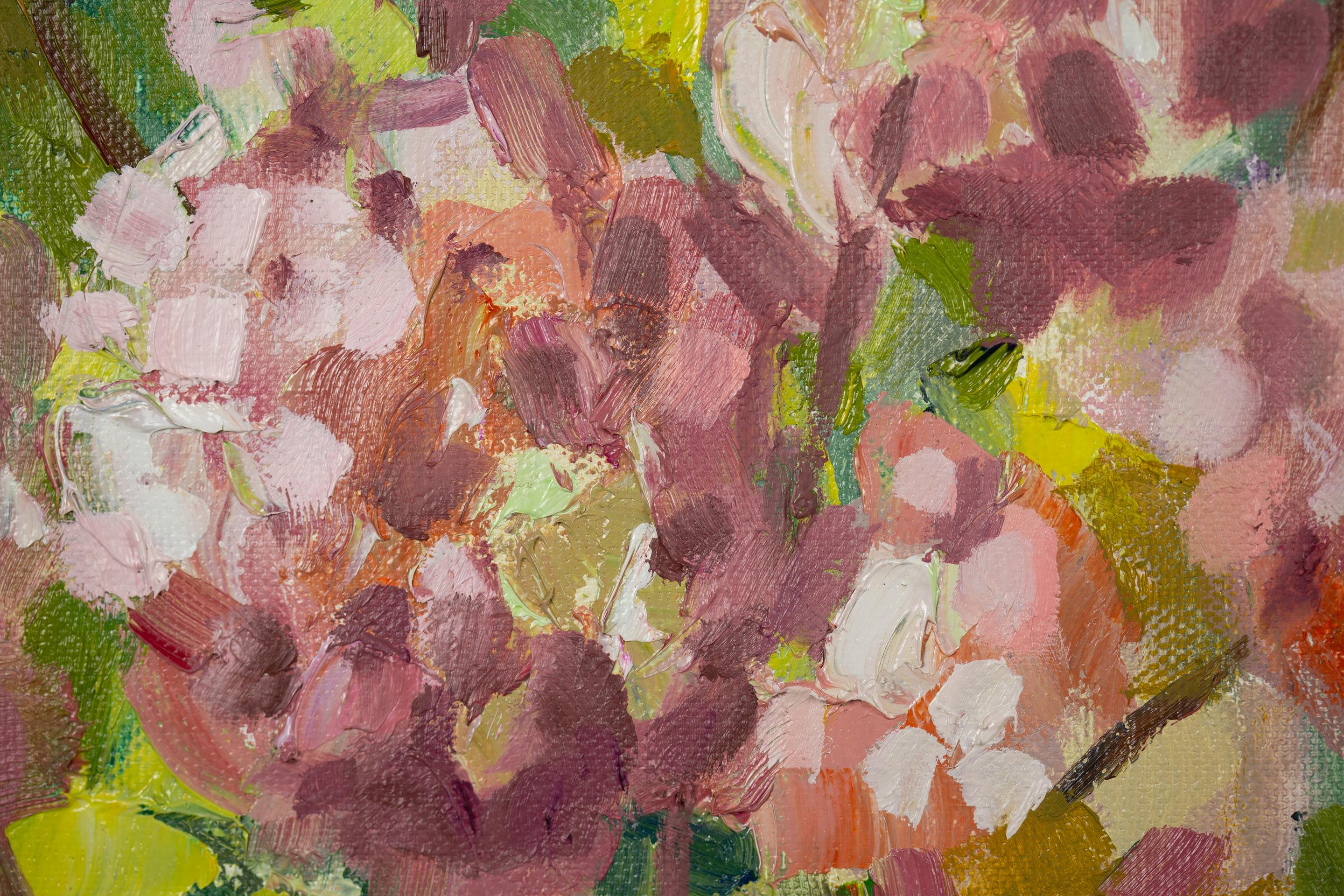 Ortensia paniculata. Post-impressionismo, pittura a olio, verticale, Nature, floreale in vendita 1