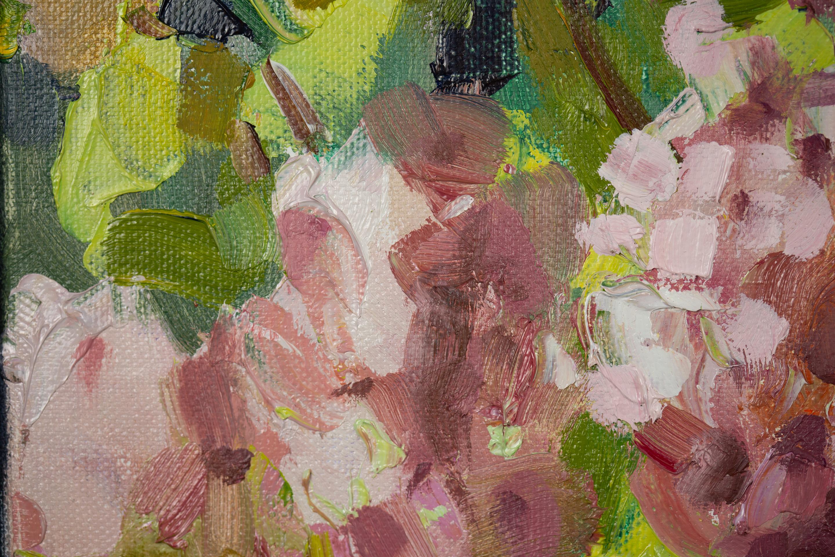 Ortensia paniculata. Post-impressionismo, pittura a olio, verticale, Nature, floreale in vendita 3