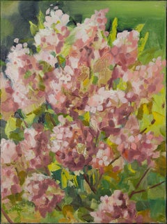 Panicled Hydrangea. Post-impressionism, oil painting, vertical, nature, floral