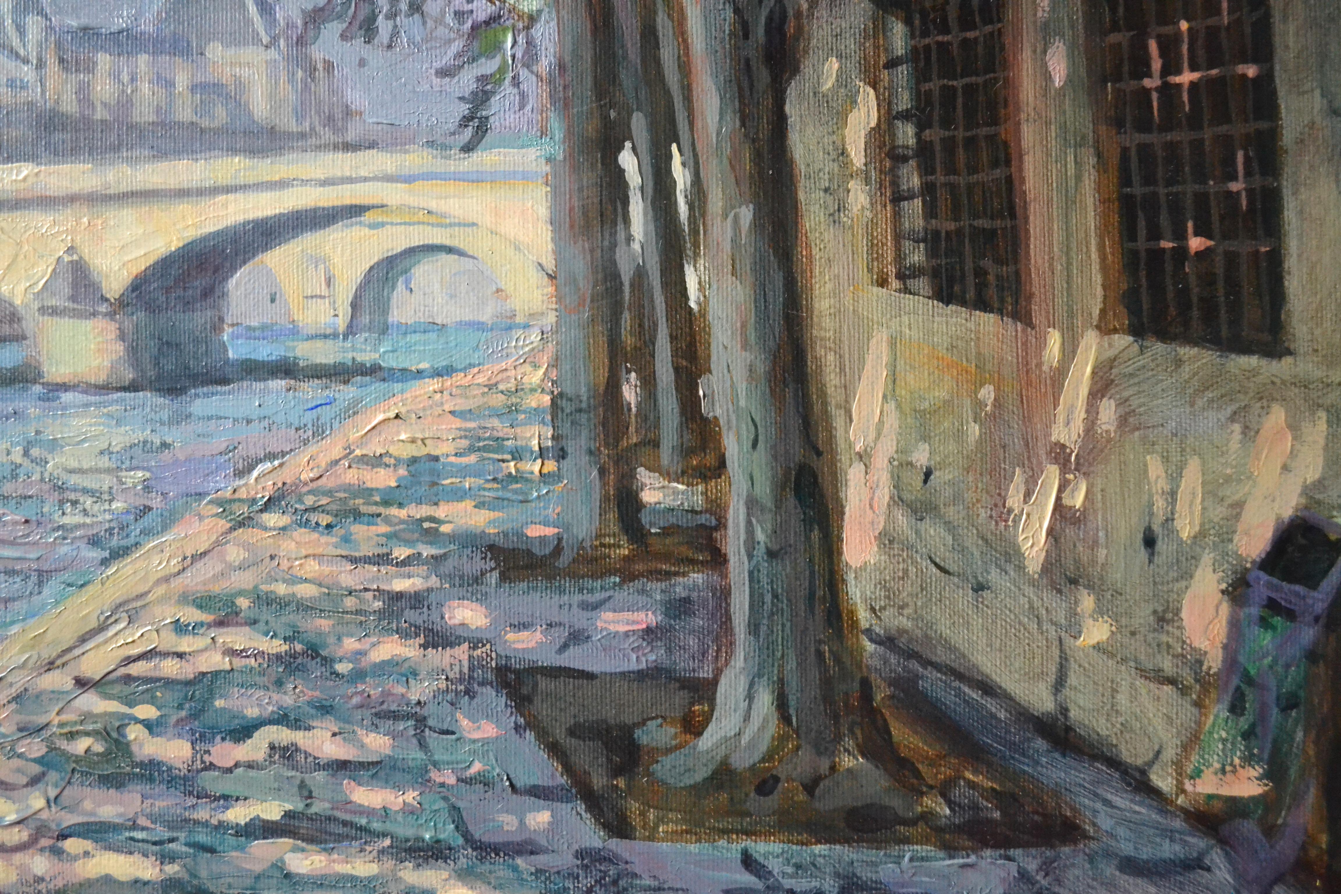 Paris. Die Ufer der Seine (Grau), Landscape Painting, von Anna Shesterikova