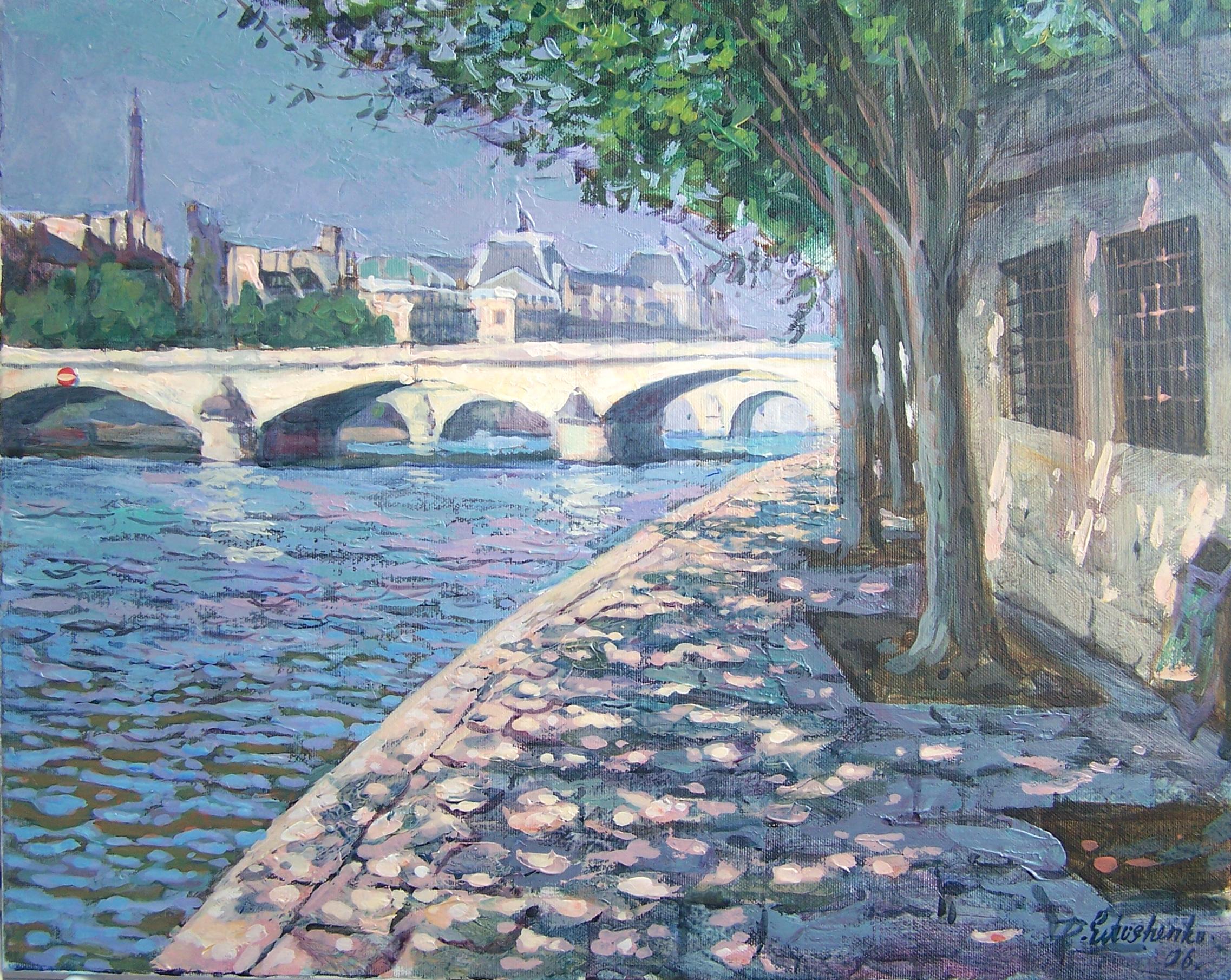 Anna Shesterikova Landscape Painting – Paris. Die Ufer der Seine