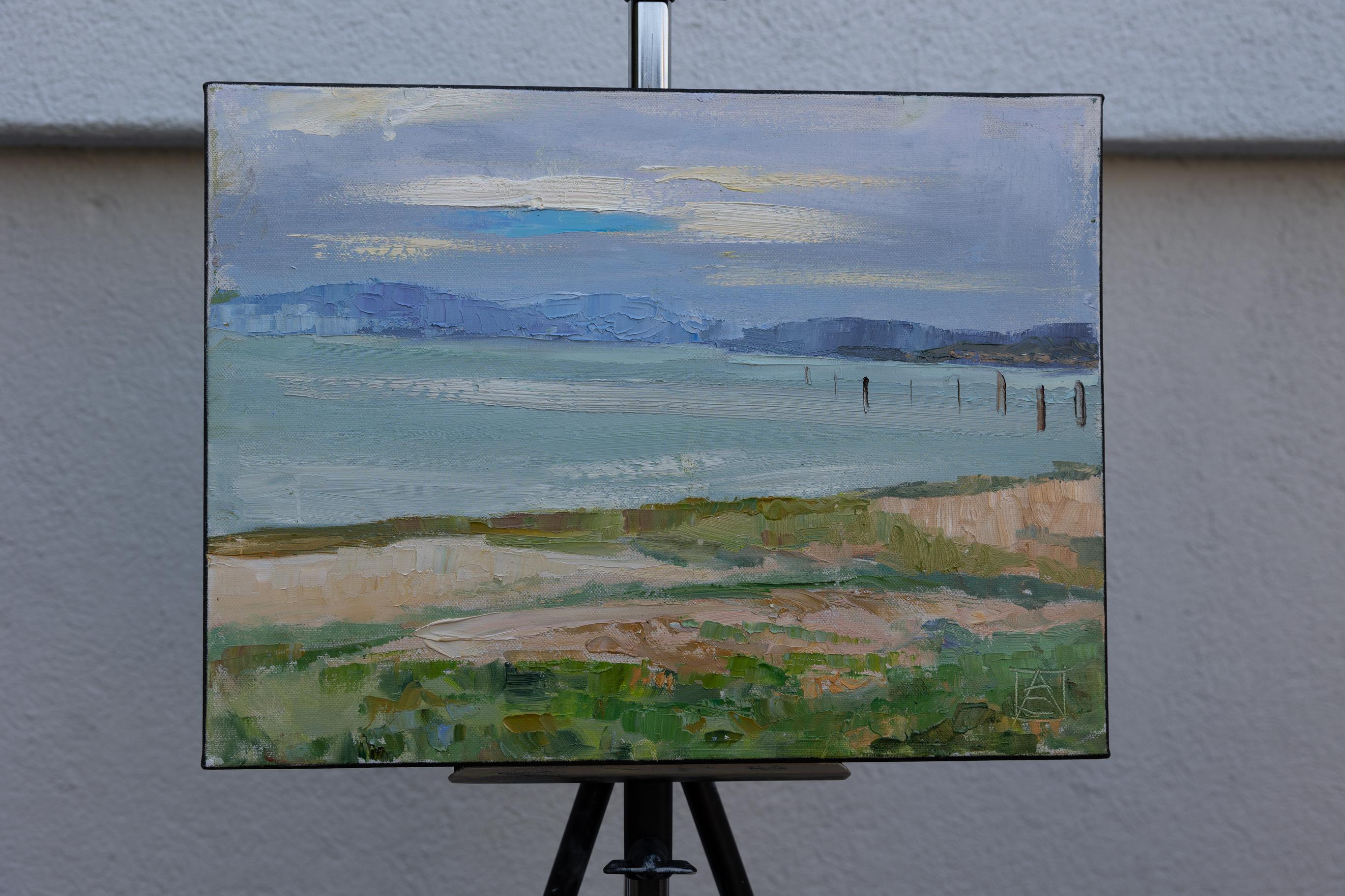 Friedenliche Atmosphäre am See Constance (Post-Impressionismus), Painting, von Anna Shesterikova