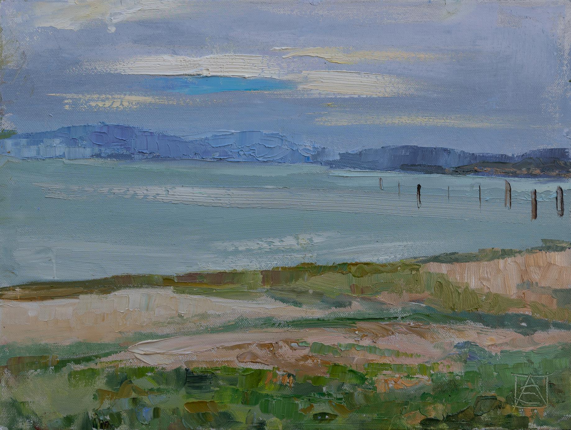 Anna Shesterikova Landscape Painting – Friedenliche Atmosphäre am See Constance