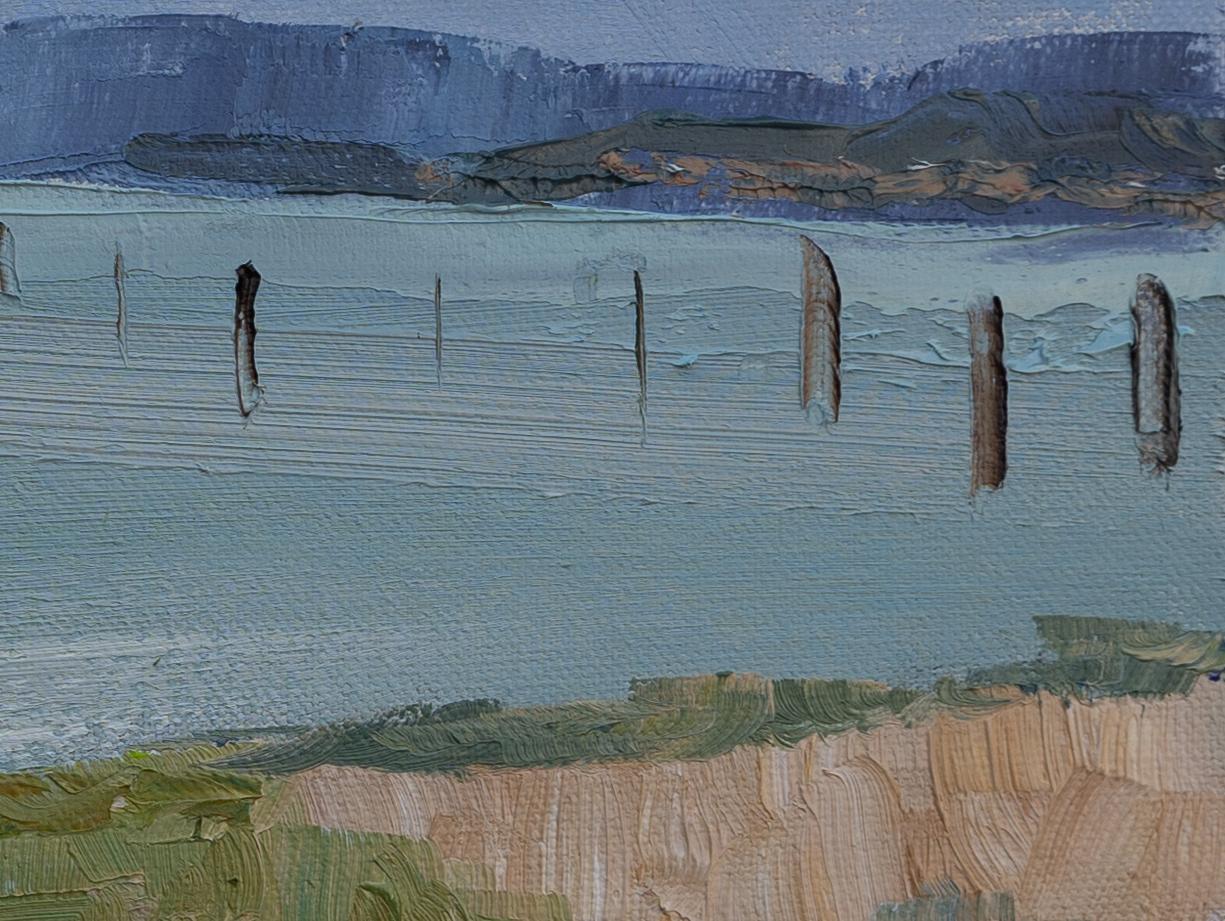 Atmosfera tranquilla sul Lago di Costanza. Paesaggio, piccolo, spiaggia, impressionismo in vendita 5