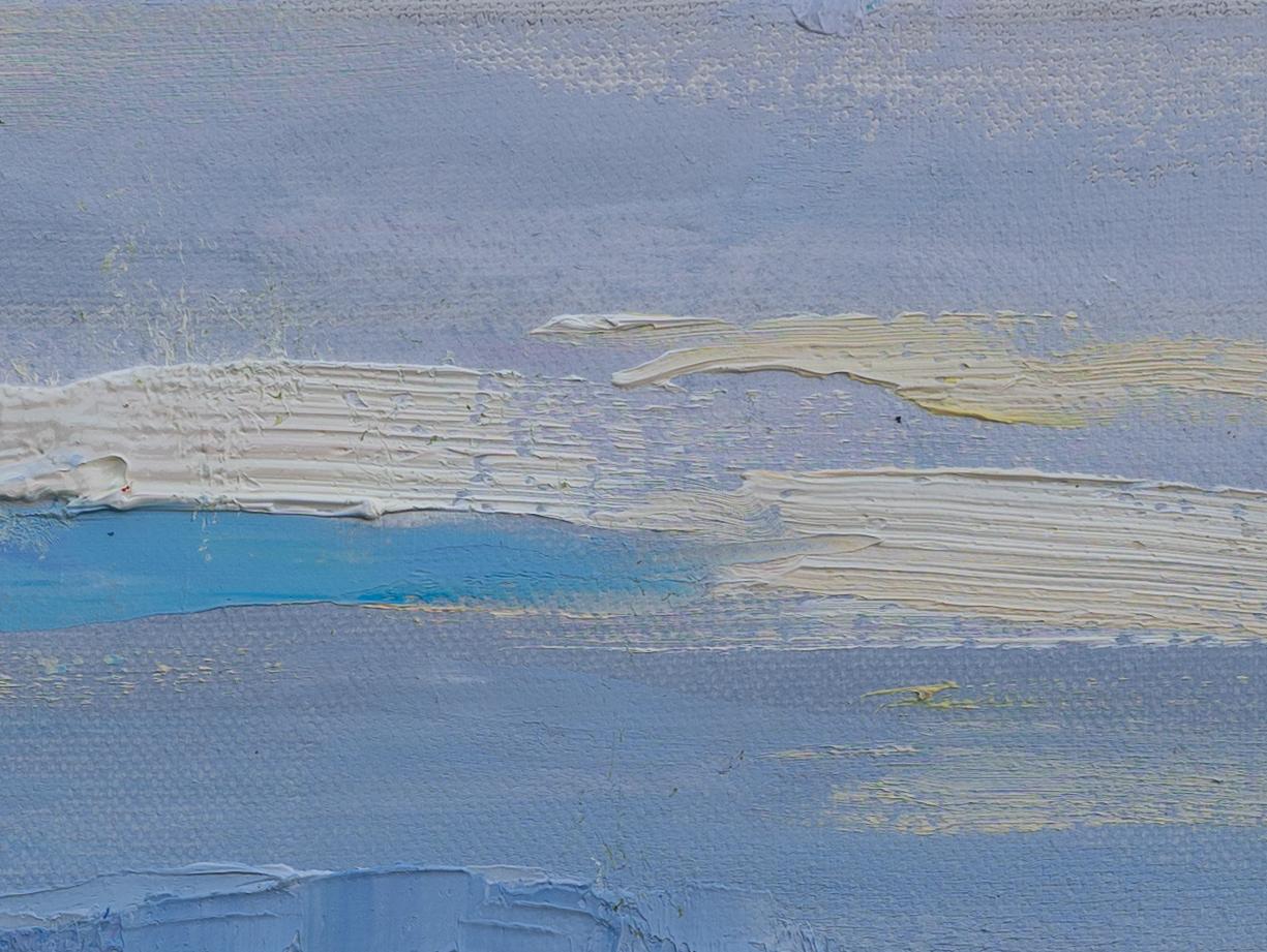 Friedenliche Atmosphäre am See Constance. Landschaft, klein, Strand, Impressionismus im Angebot 1