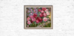 Peonies After The Rain. Floral painting, impressionism, garden, red