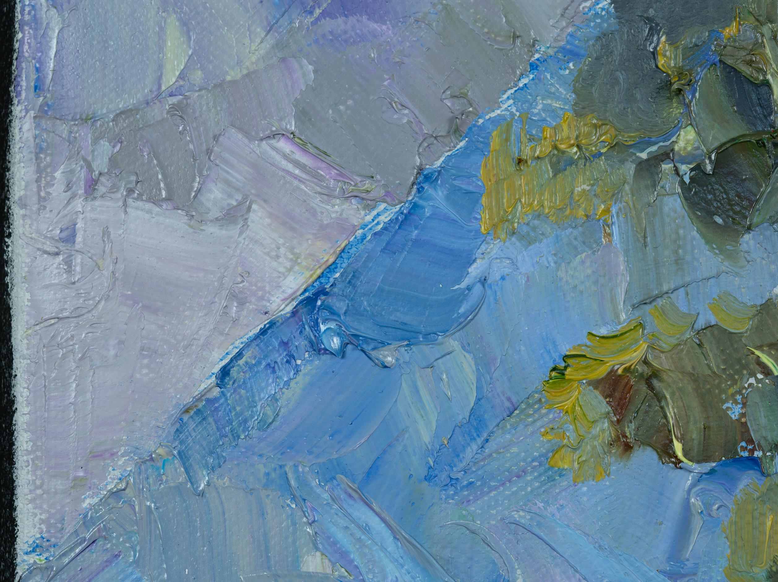 Tannenbäume. Heuwiese, Weite. Quadrat, Impressionismus, Landschaftsgemälde, Wald im Angebot 9