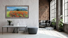 Poppy Luxury. Poppies, floral, red, horizontal, impressionism, signed