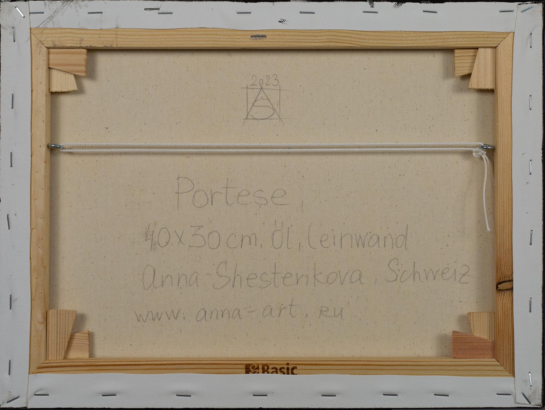 Portese. Öl-Landschaft, Impressionismus, Boote, Steg, See, Italien im Angebot 2