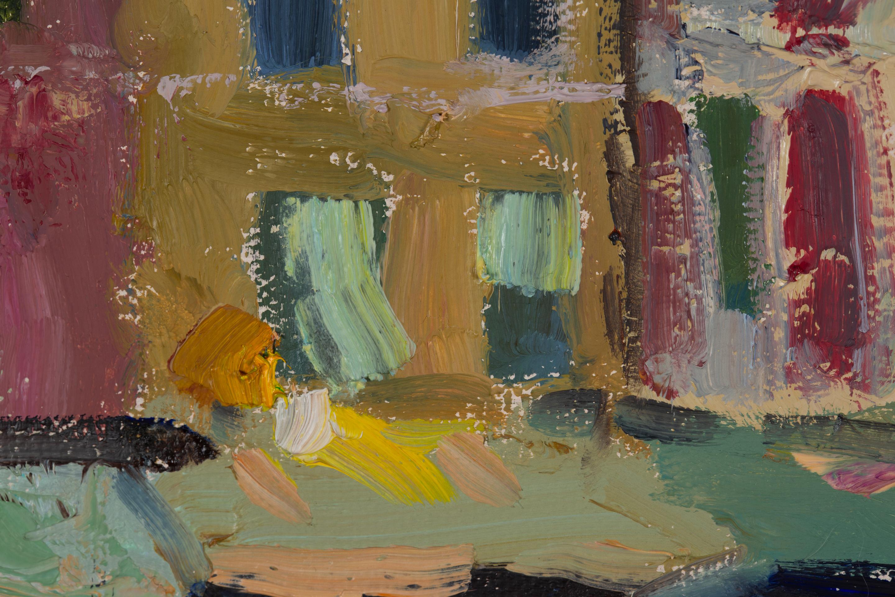 Portofino. Impressionnisme, horizontal, paysage, huile, mer, Italie, ville en vente 15