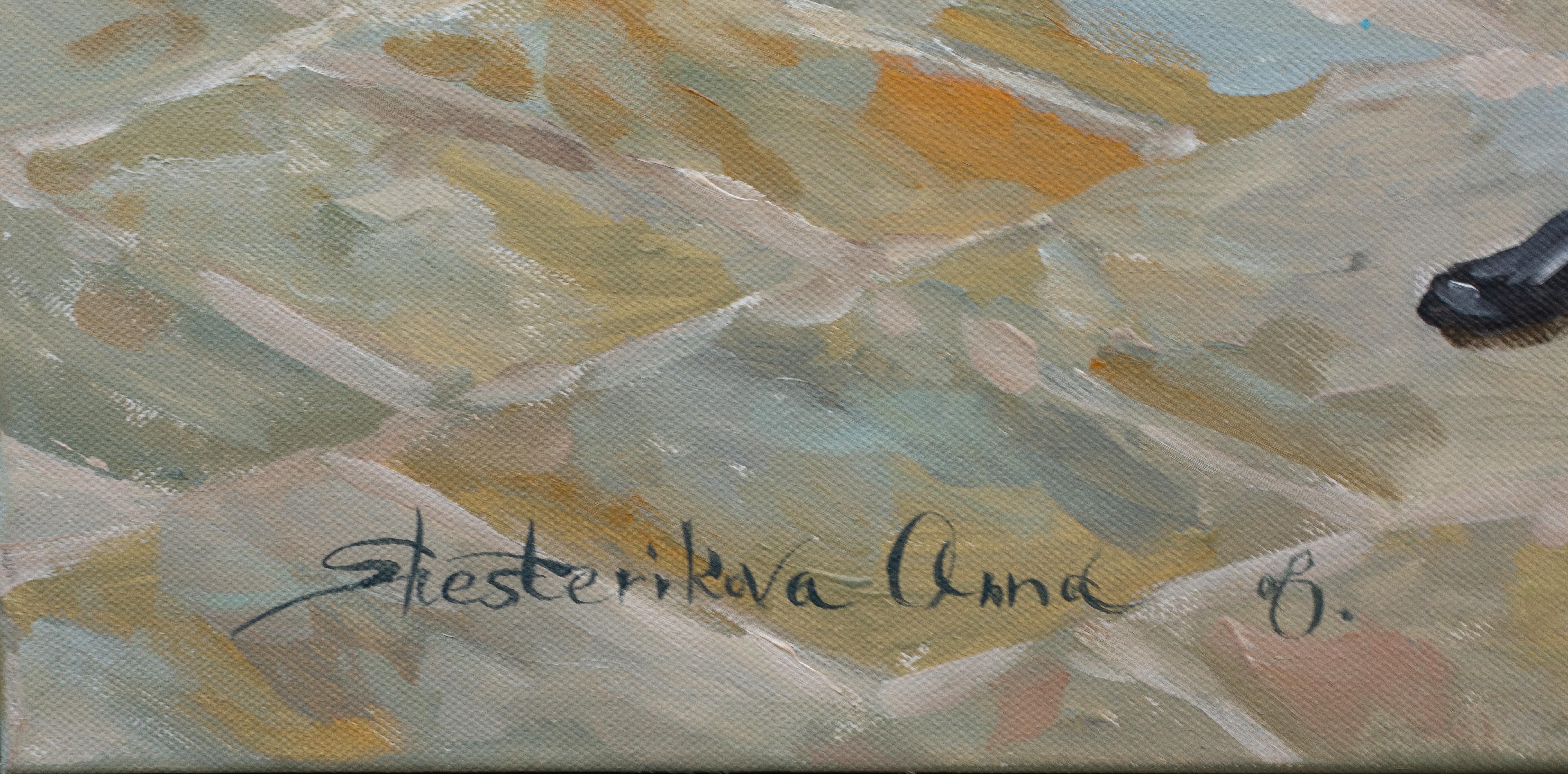Prague - City of Love. Square, impressionism, landscape, figurative, two For Sale 1