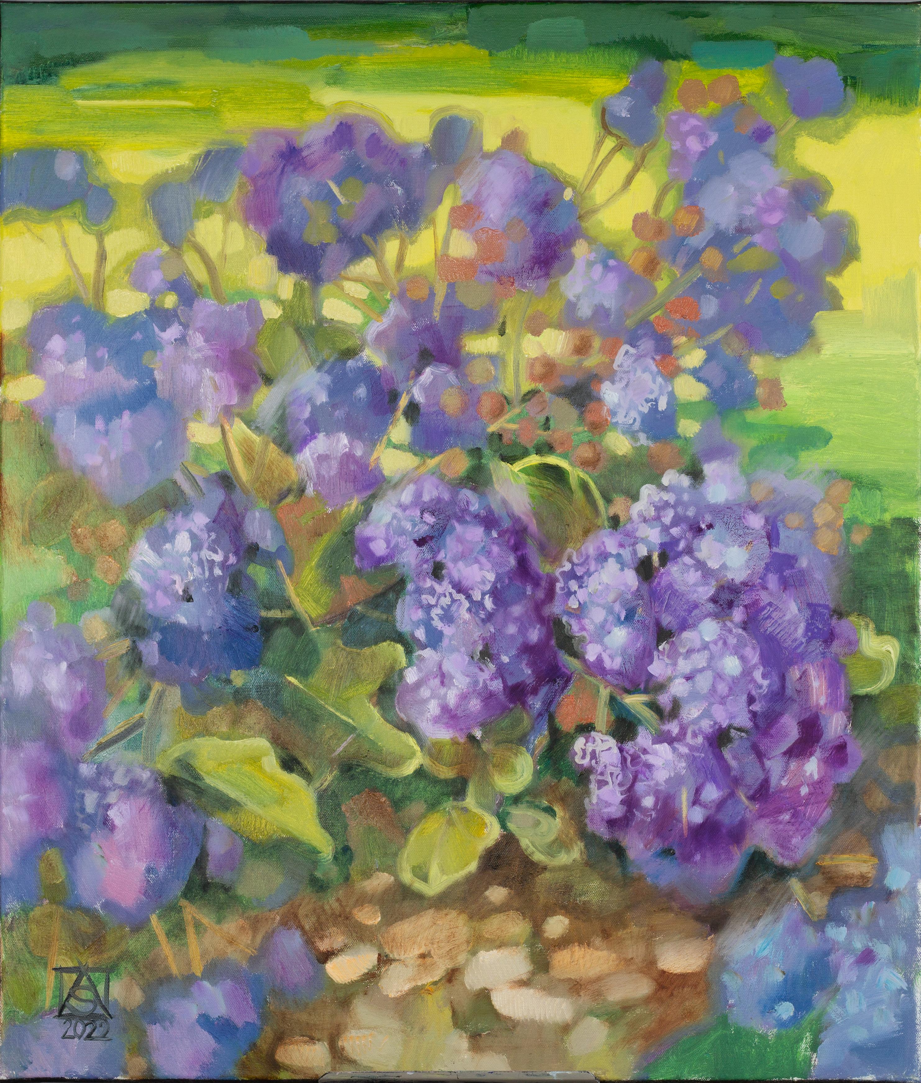 Anna Shesterikova Landscape Painting - Purple Luxury. Impressionism, vertical, nature, floral, flowers, Amerika