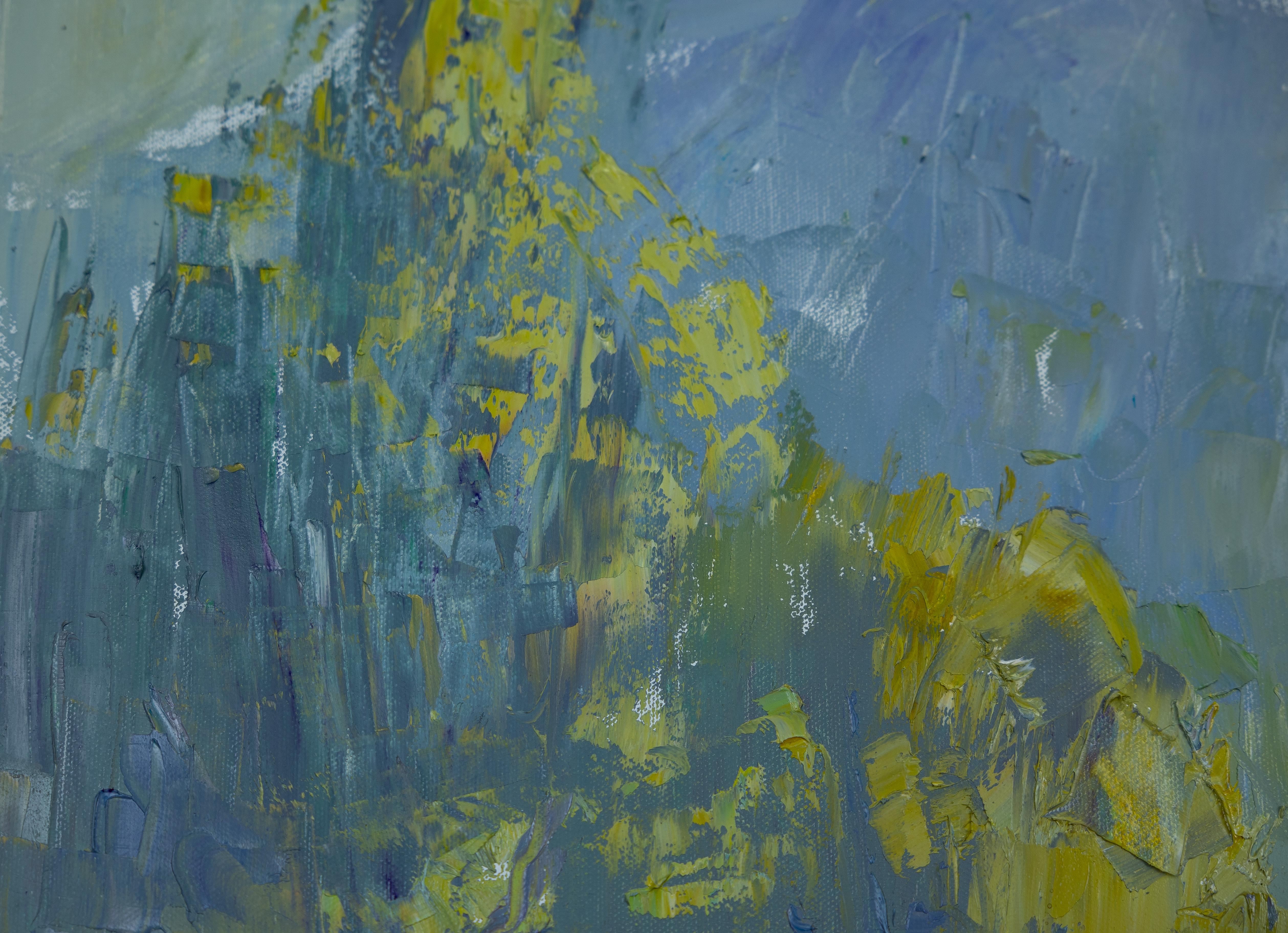 Quiet Day at the Lake. Landscape in oil, impressionism. For Sale 3