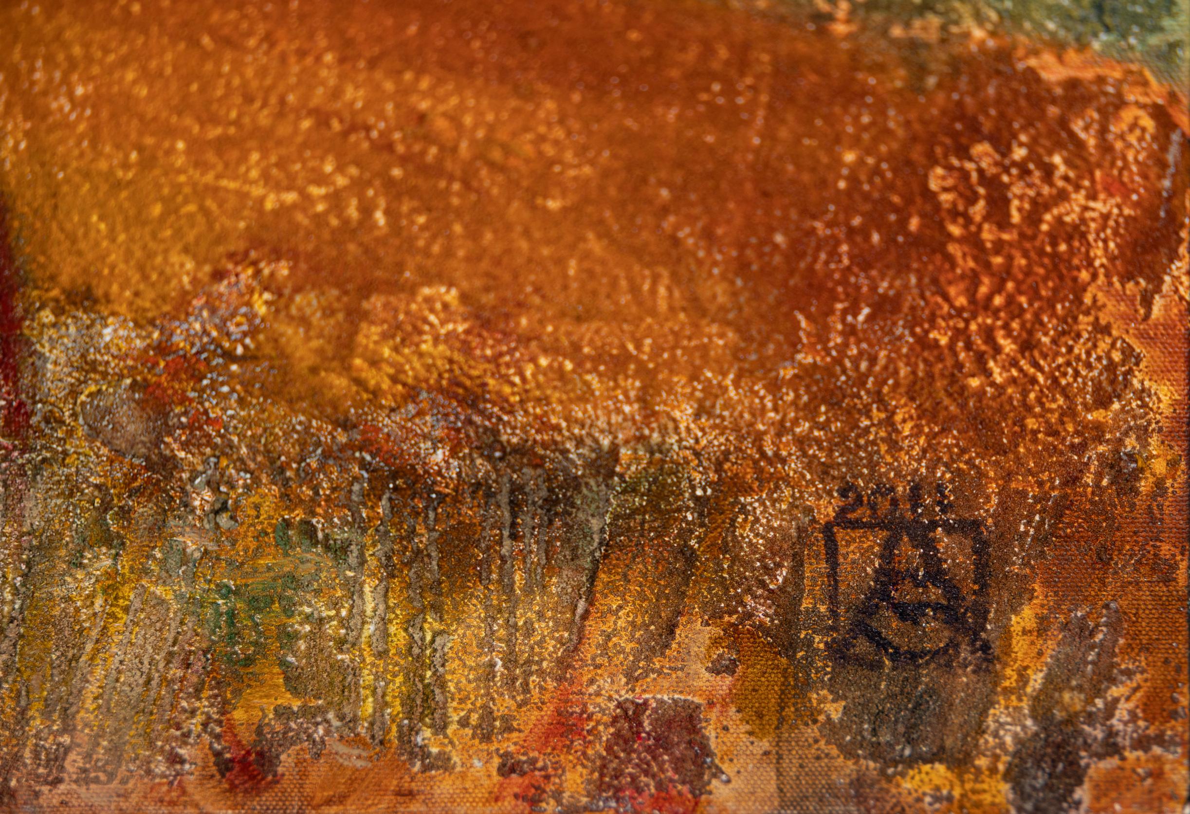 Terre rouge de Toscane - Marron Landscape Painting par Anna Shesterikova