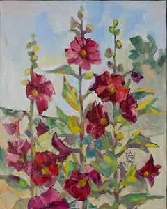 Fiori rossi. Floreale, verticale, regalo. 50 x 40 cm, 2017, olio su tela