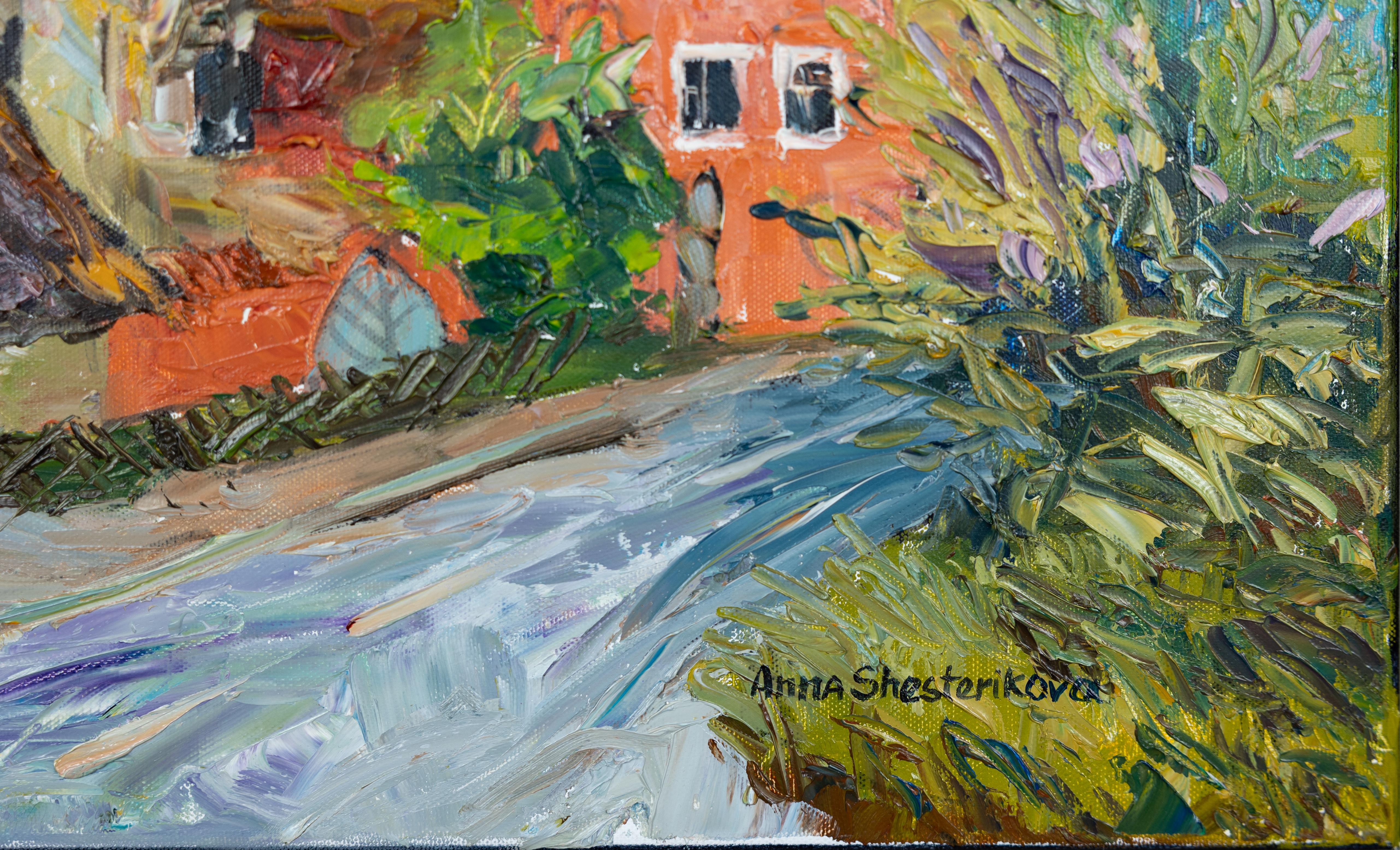 This landscape painting was painted outdoors in the Principality of Liechtenstein. It shows the so-called Red House.

