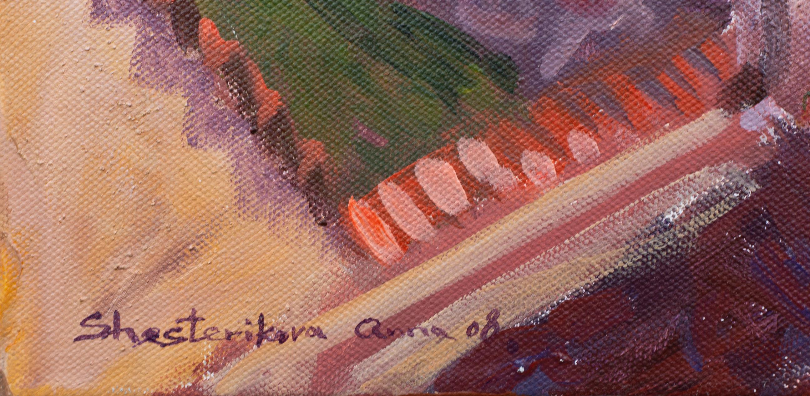 Dächer (Braun), Landscape Painting, von Anna Shesterikova