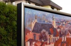 Roofs. Square, realism, cityscape, Prague, artgallery