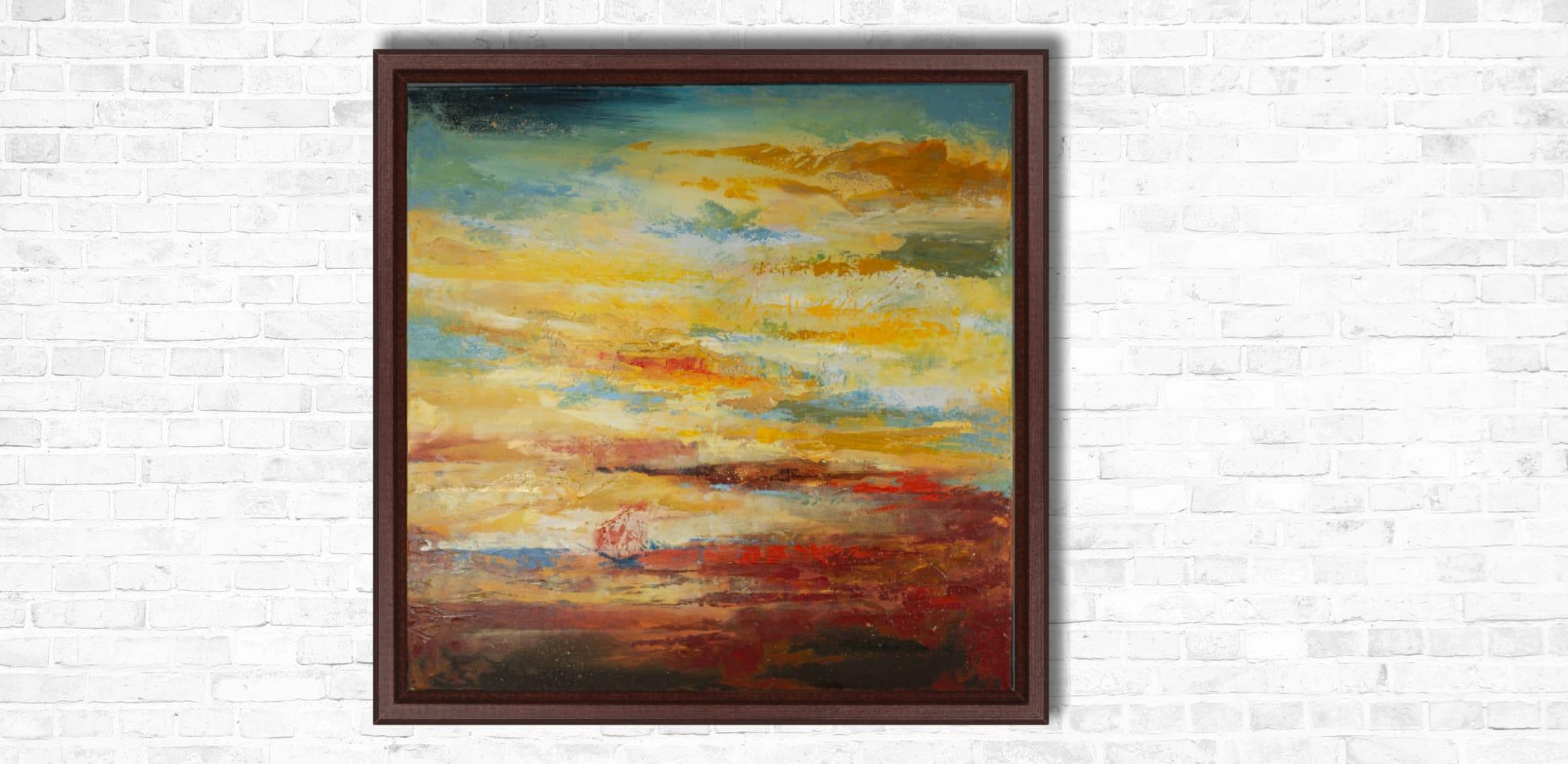 Abstract acrylic painting, large square format, expressionism, impressionism, sea

The painting 