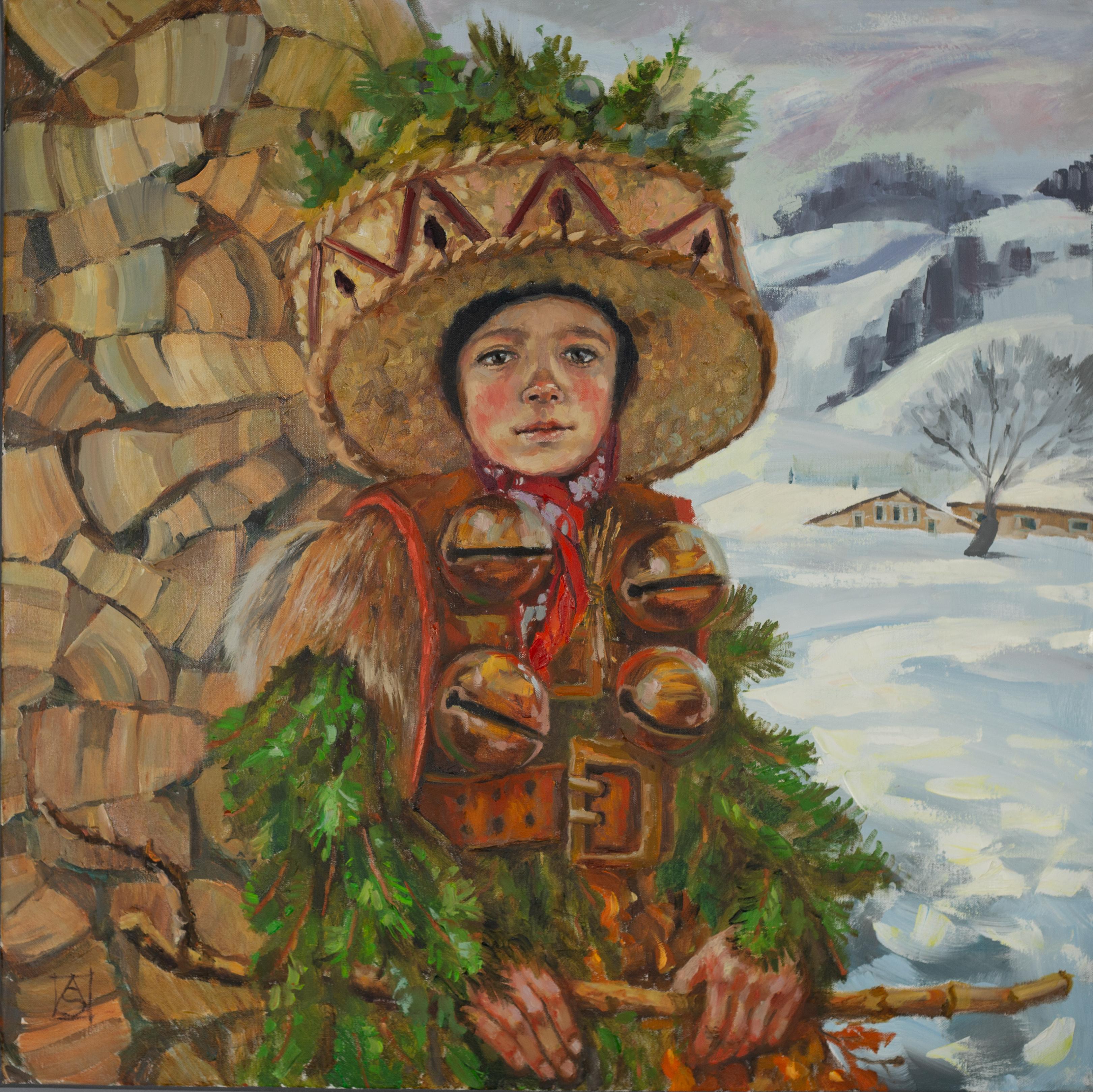 Anna Shesterikova Portrait Painting - Schö-Wüeschte (Mummer). Switzerland, Appenzell, Old New Year, traditions