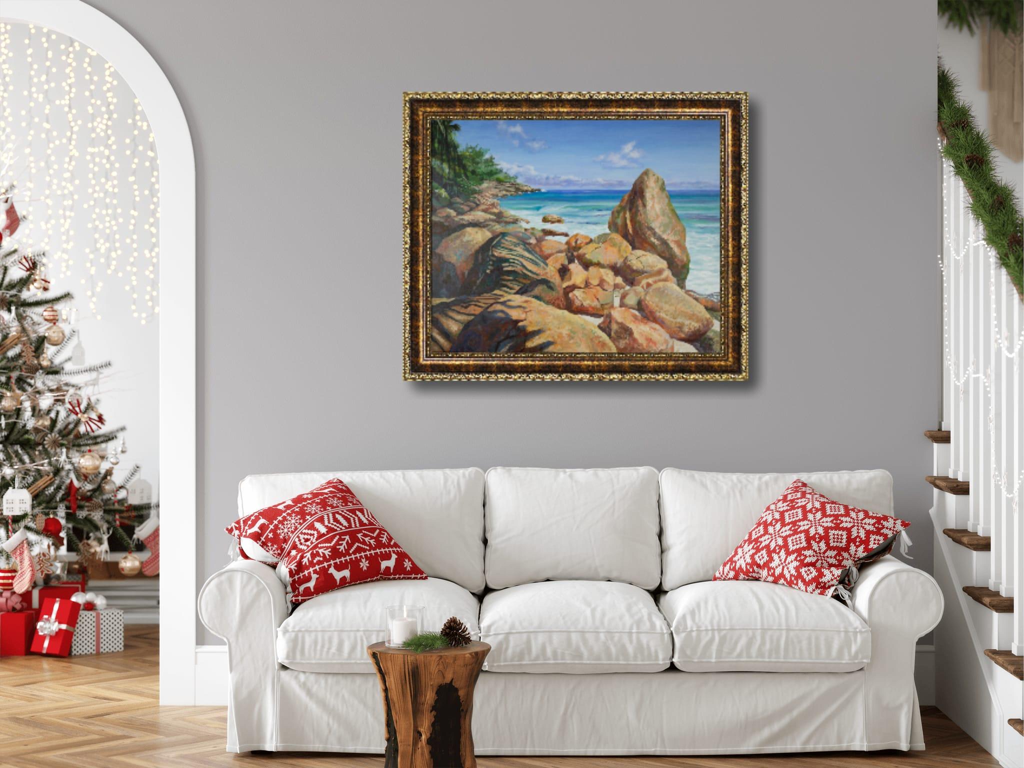 Sea Breeze - Gray Landscape Painting by Anna Shesterikova