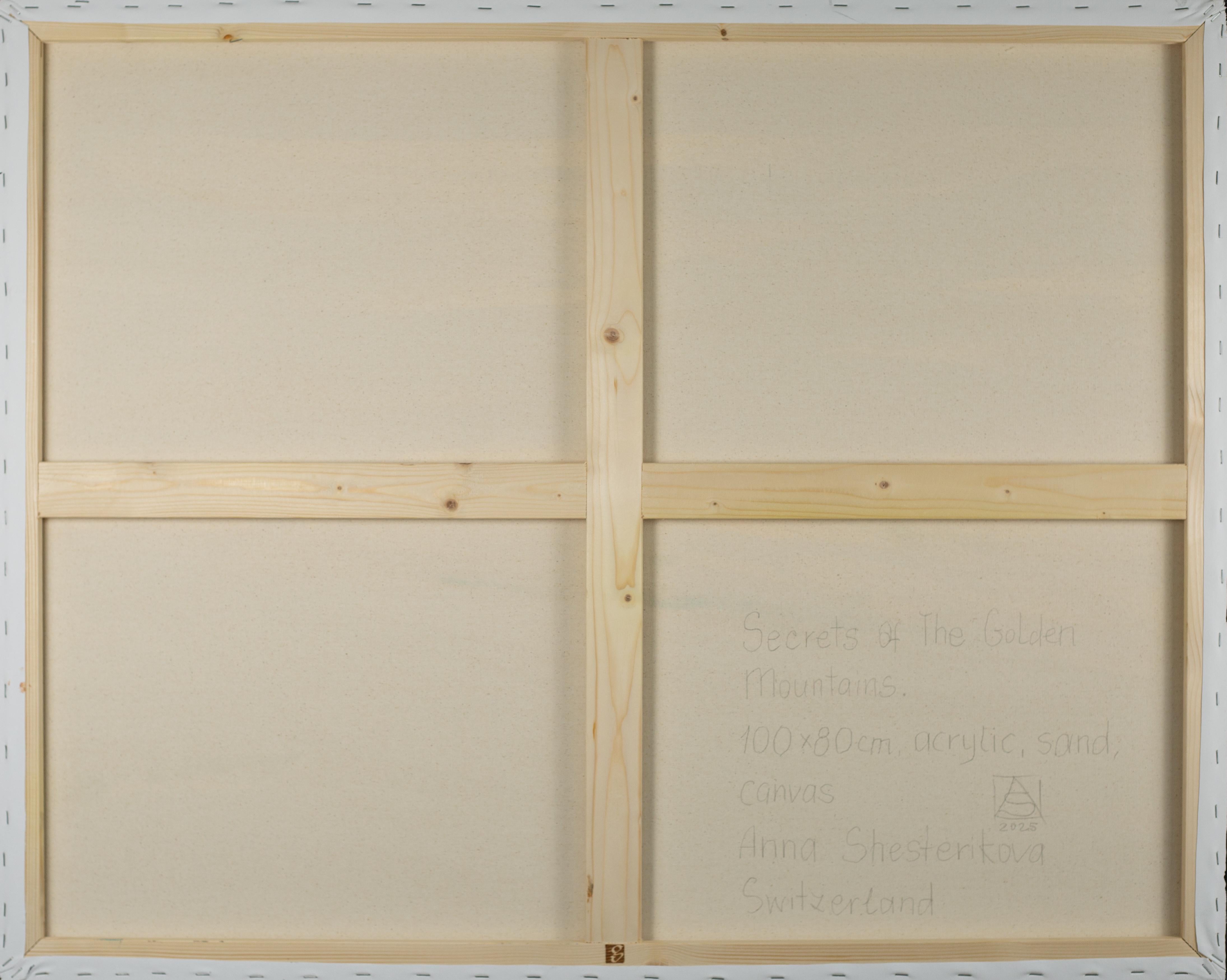 Die Geheimnisse der Goldenen Berge. Horizontal, halb-abstrakt, großformatig im Angebot 5