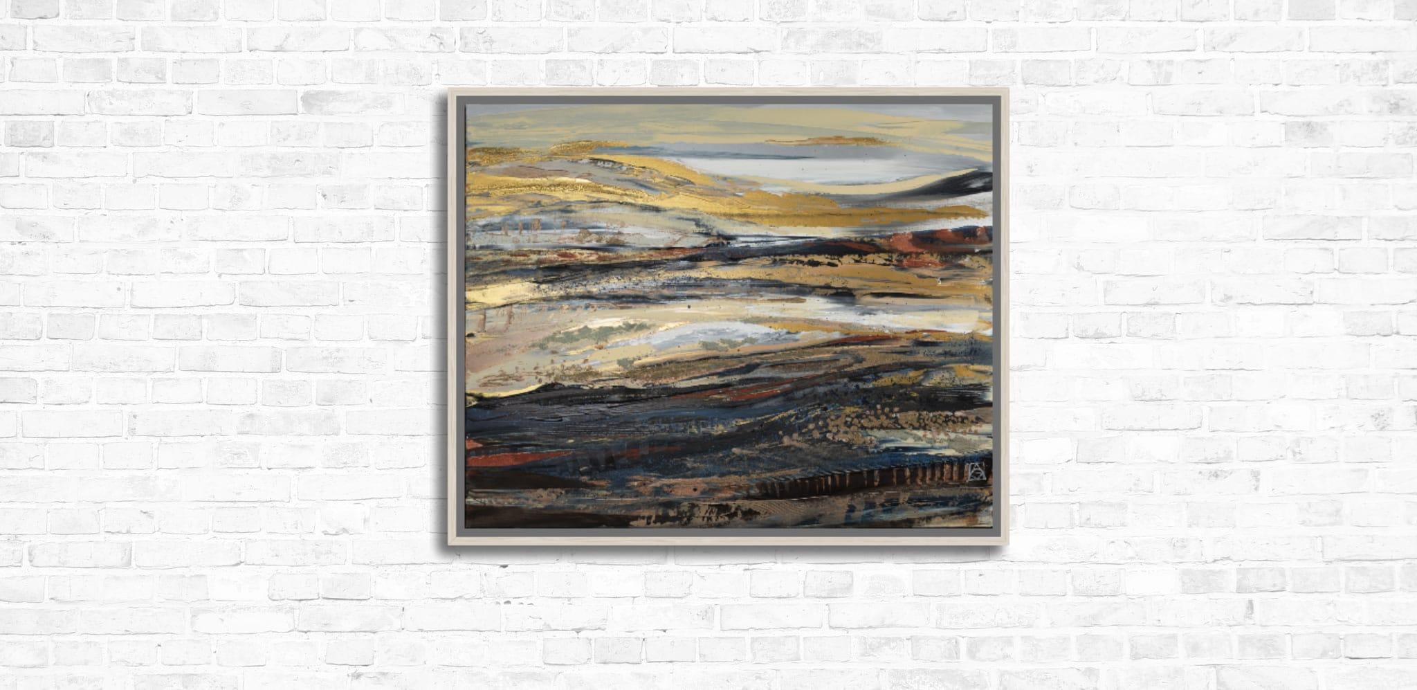 Die Geheimnisse der Goldenen Berge. Horizontal, halb-abstrakt, großformatig (Post-Impressionismus), Painting, von Anna Shesterikova