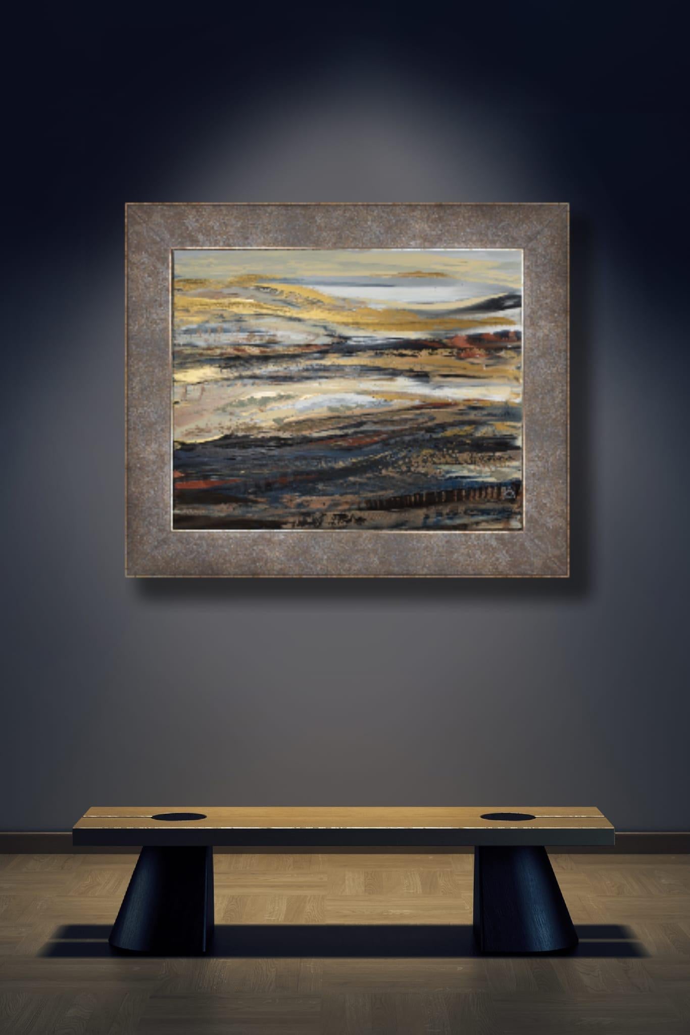 Die Geheimnisse der Goldenen Berge. Horizontal, halb-abstrakt, großformatig im Angebot 2